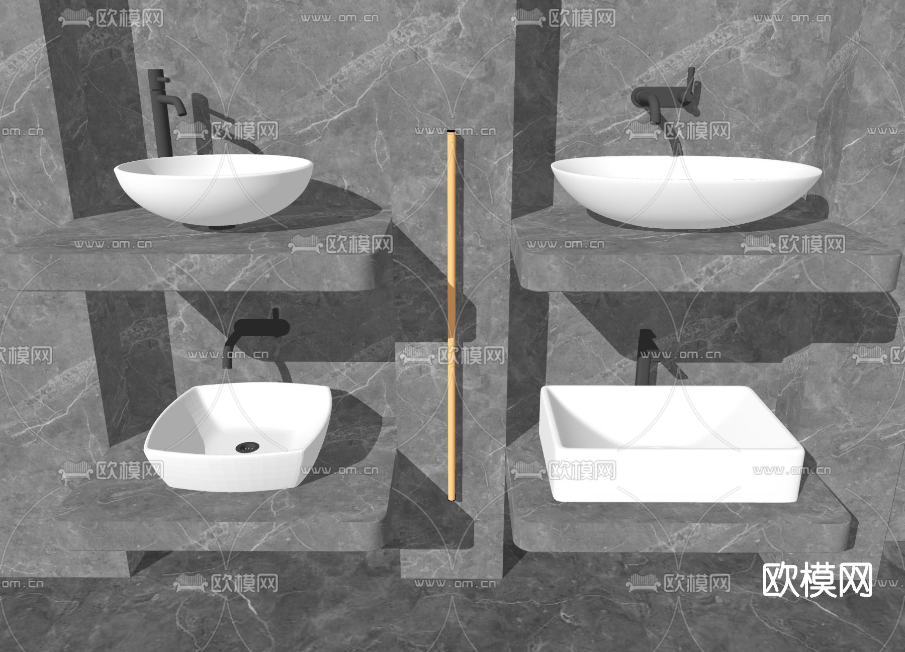 现代洗漱盆su模型下载（渲染图2）