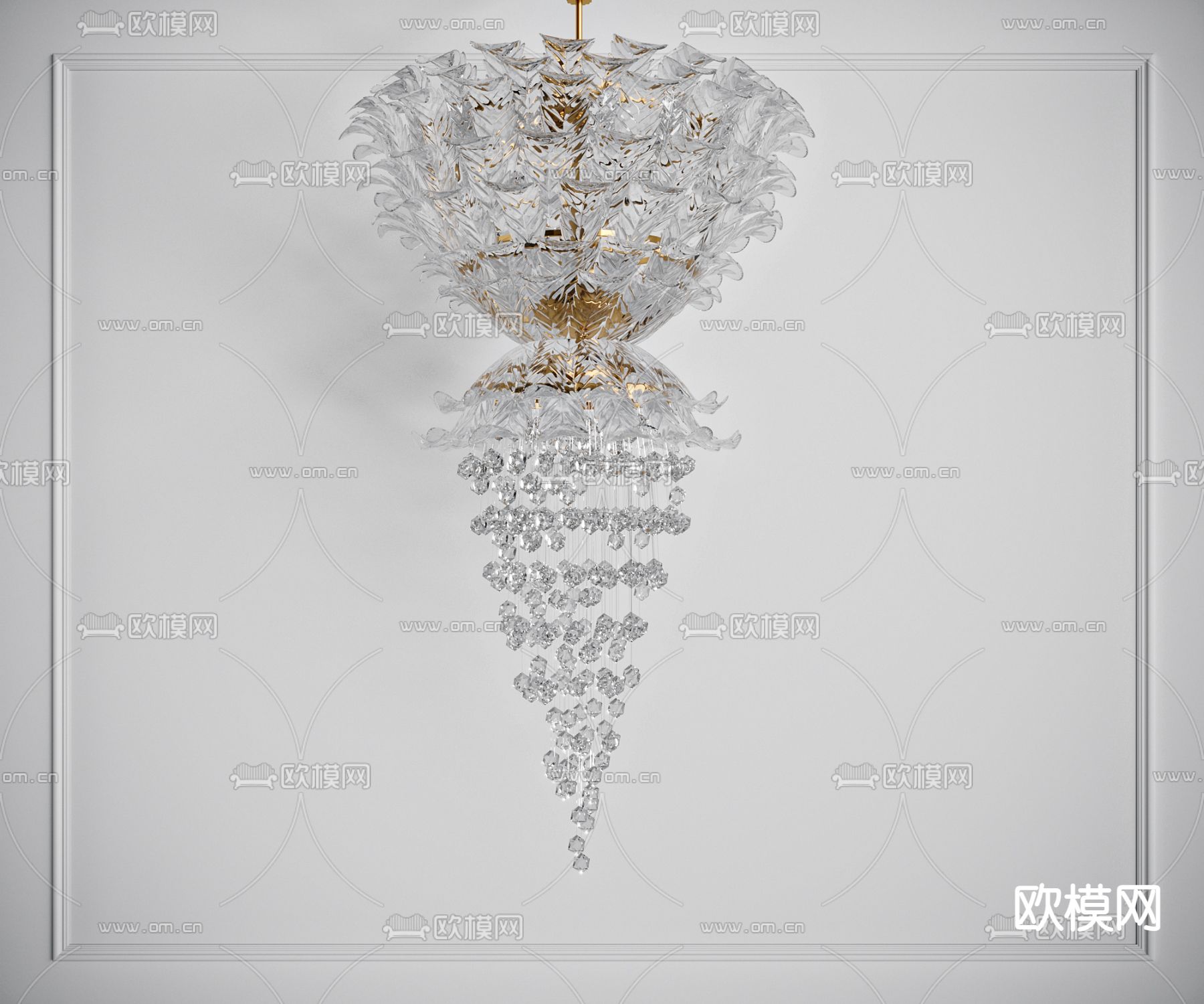 简欧水晶装饰吊灯3d模型下载
