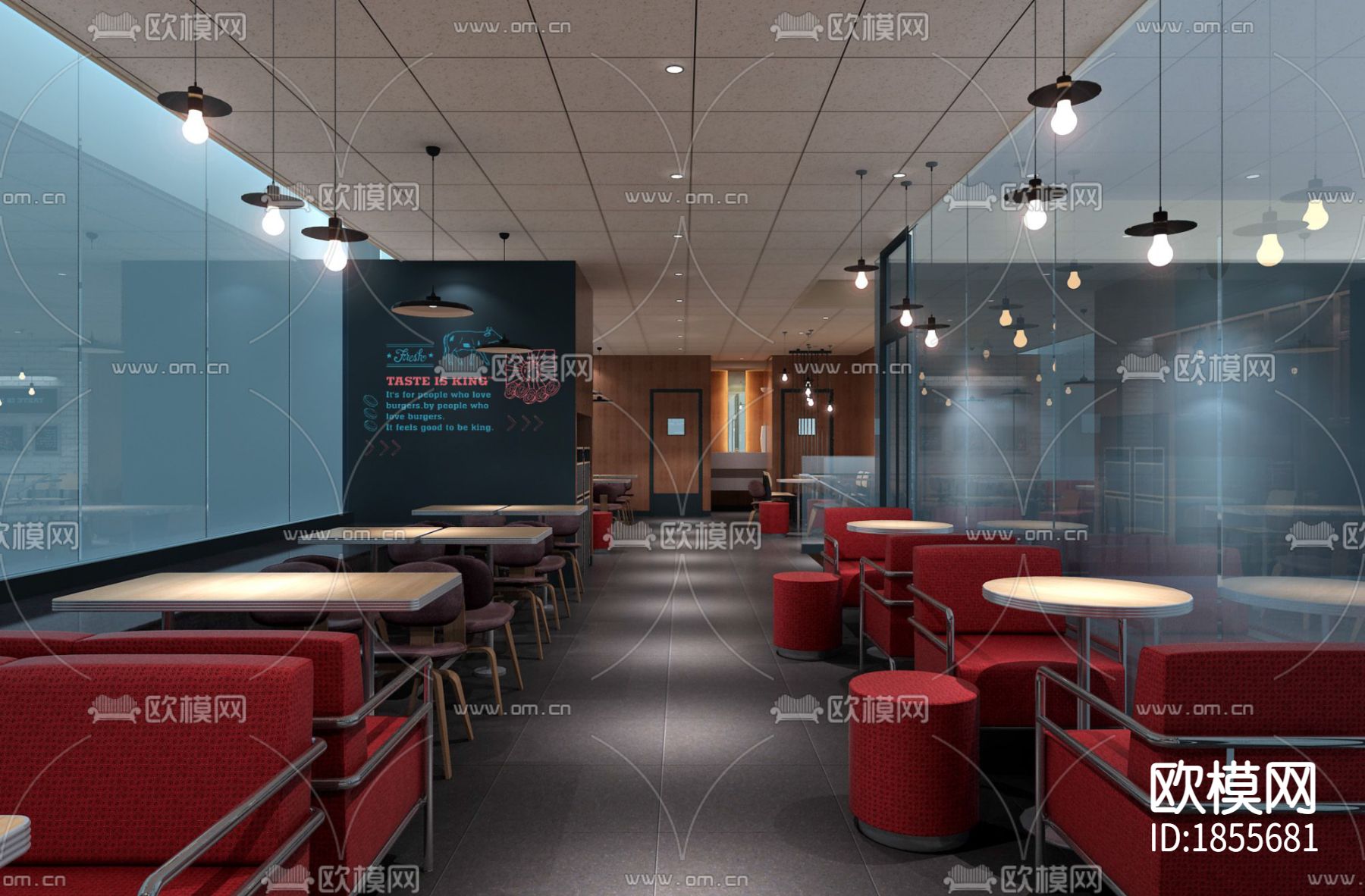 汉堡王效果图+施工图+预算+结算下载（渲染图5）