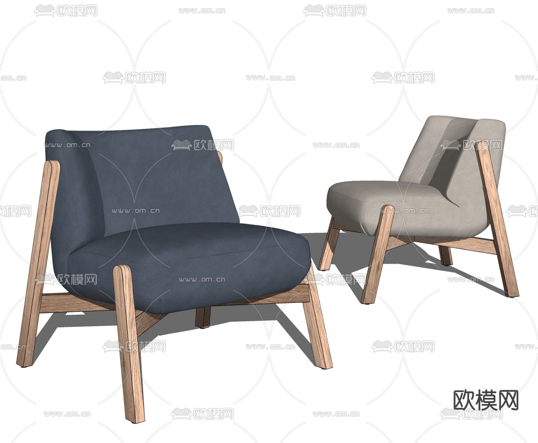 现代休闲椅su模型下载（渲染图2）