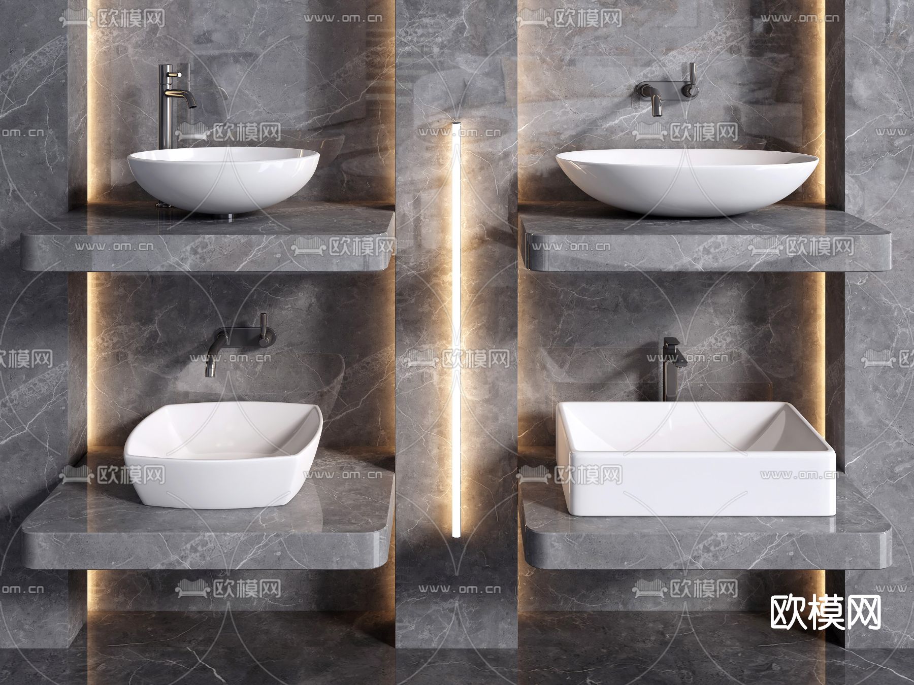 现代洗漱盆su模型下载（渲染图1）
