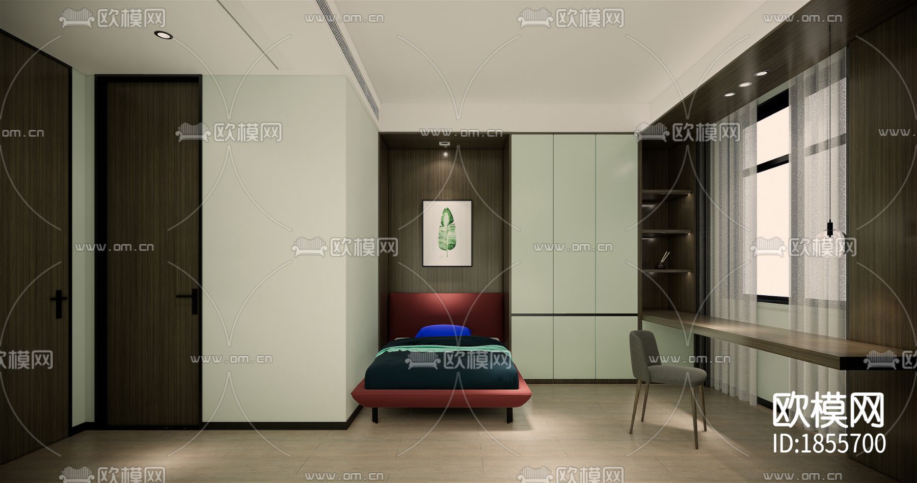 现代风格独栋别墅效果图CAD施工图下载（渲染图4）