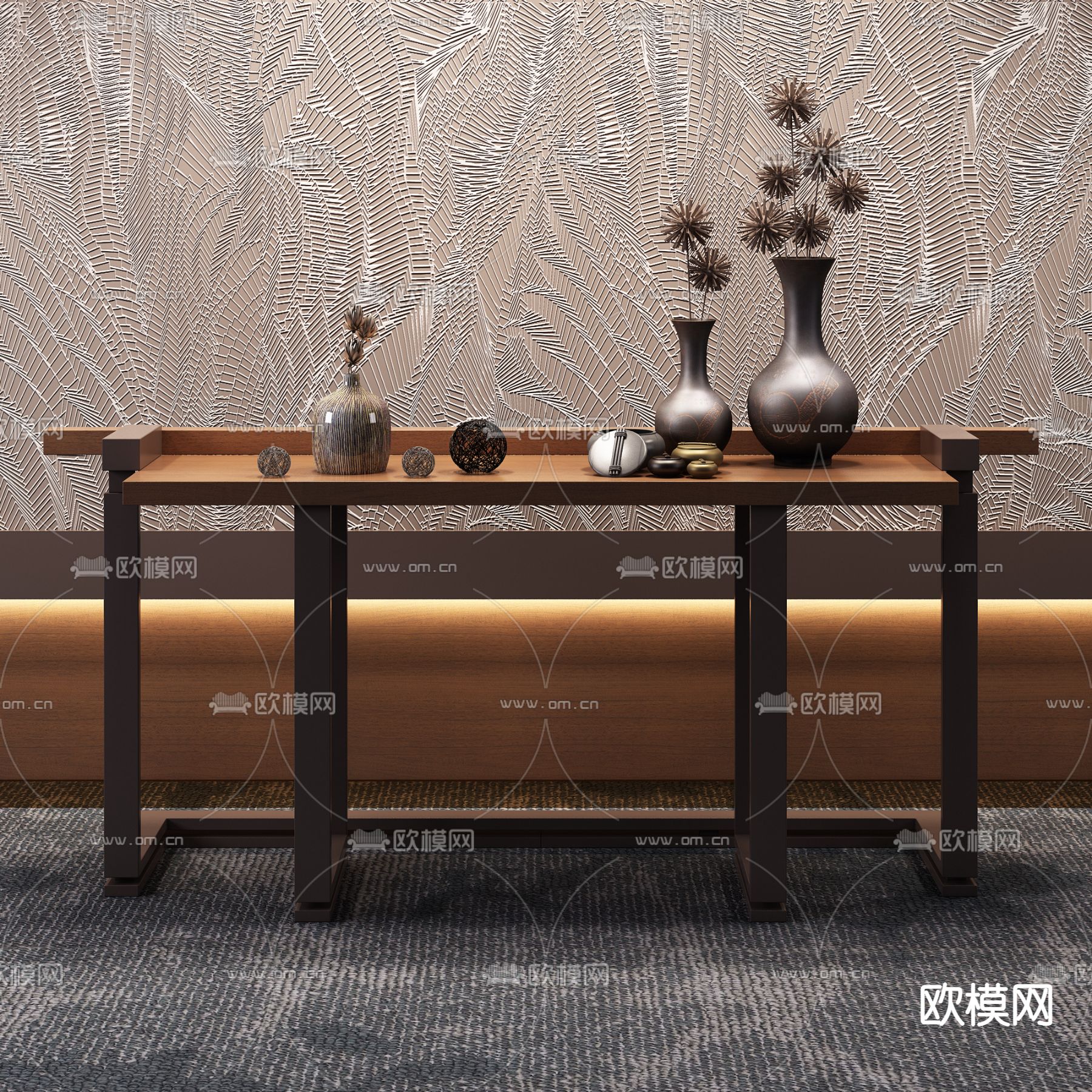 中式轻奢端景条案3d模型