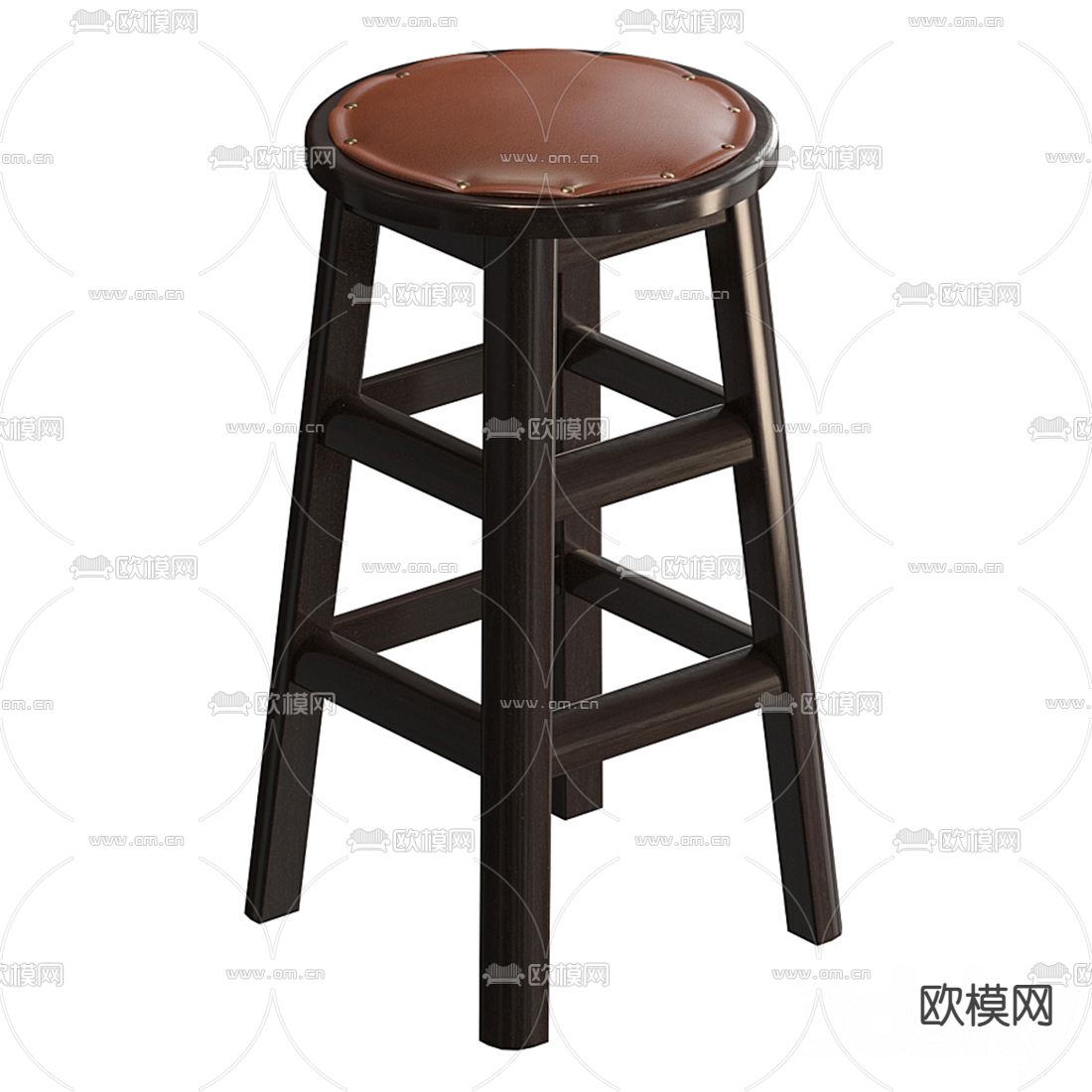 美式实木吧台凳3d模型下载