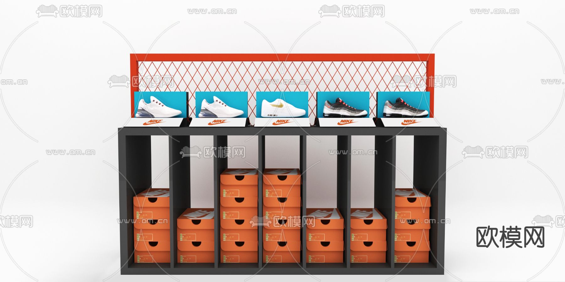 现代中岛运动鞋子展示架3d模型下载
