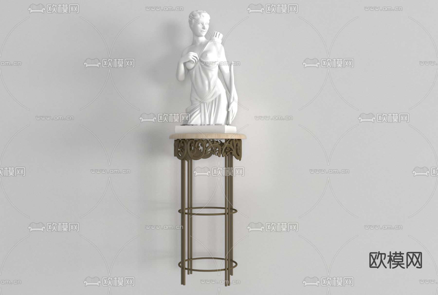 美式边几半身雕塑免费3d模型下载