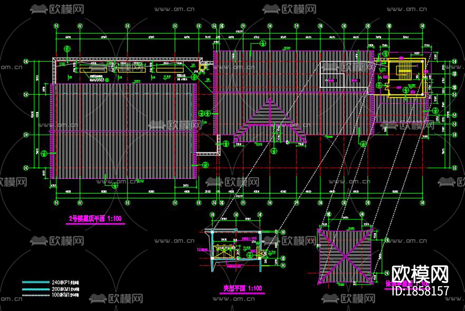 古建筑cad立面图下载（渲染图9）