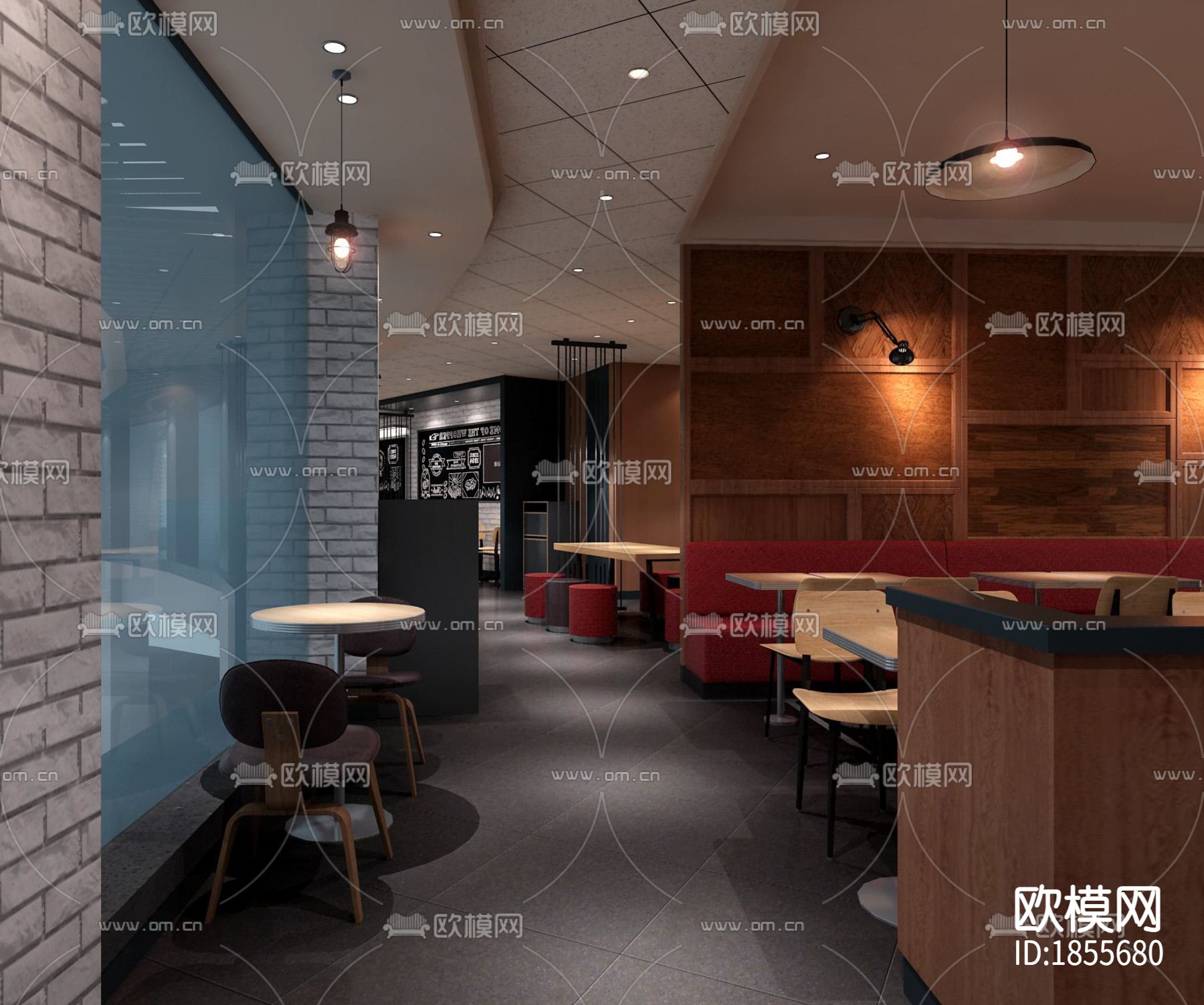 汉堡王效果图+施工图+预算+结算下载（渲染图3）