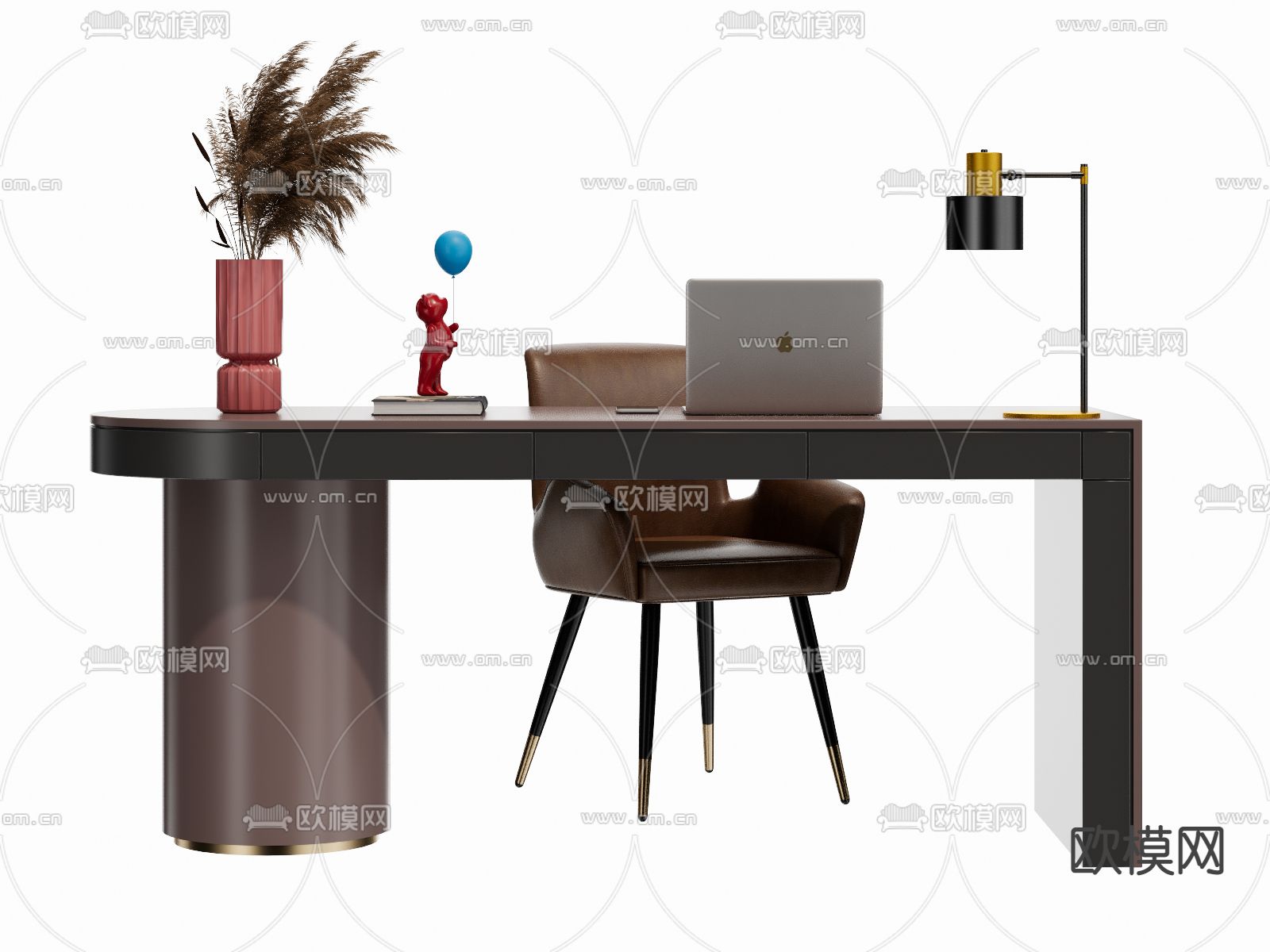 现代轻奢书桌椅su模型下载