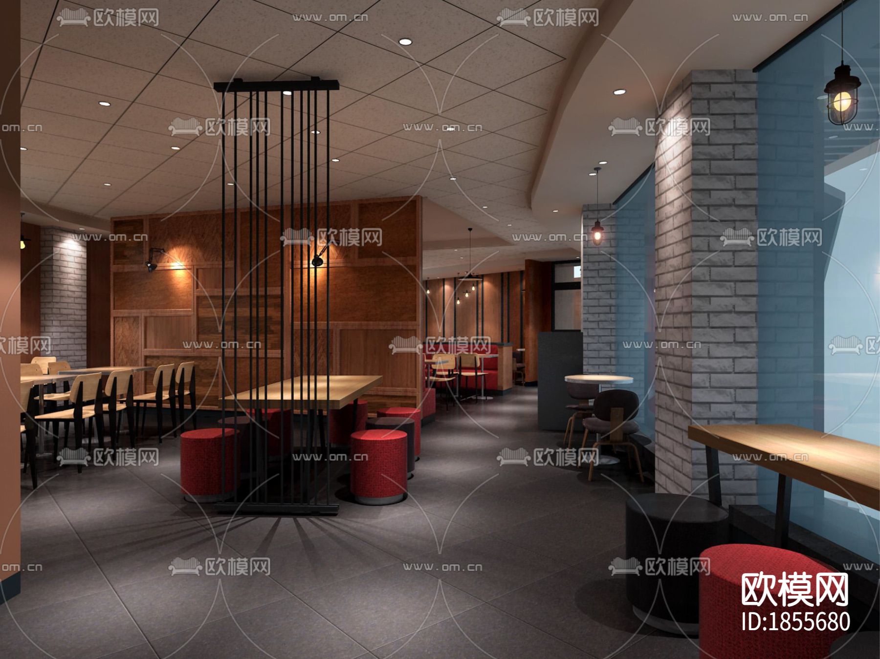 汉堡王效果图+施工图+预算+结算下载（渲染图6）