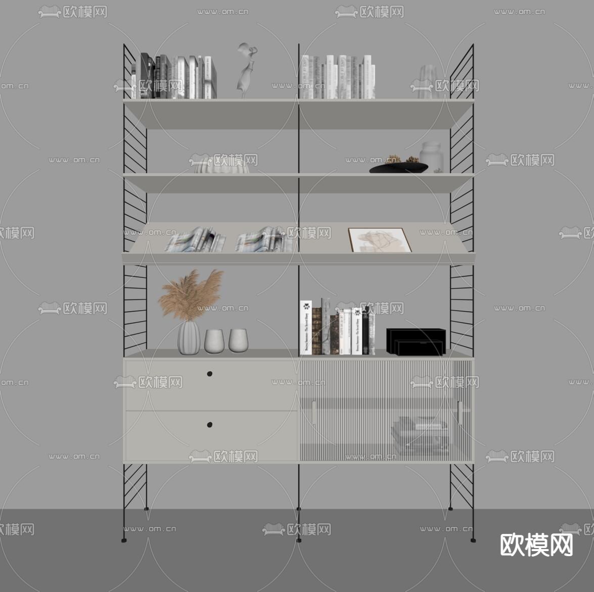 现代极简书架su模型