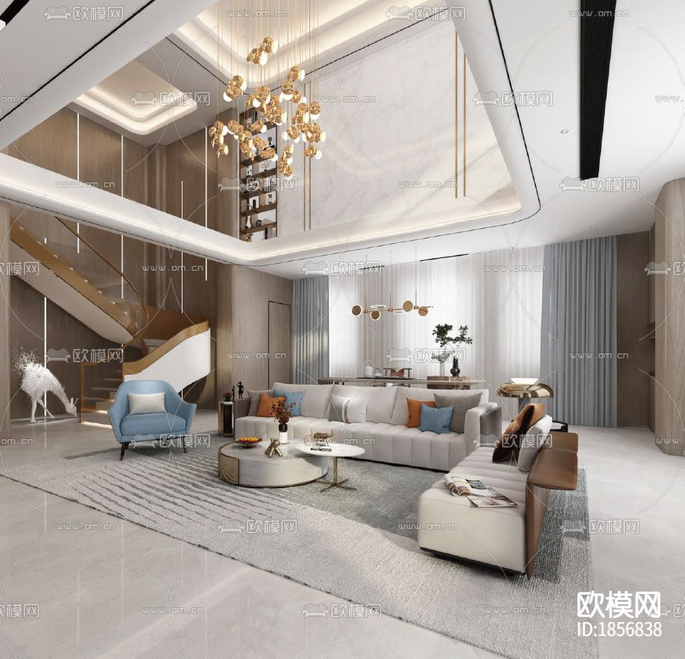 复式别墅cad平面图下载（渲染图7）