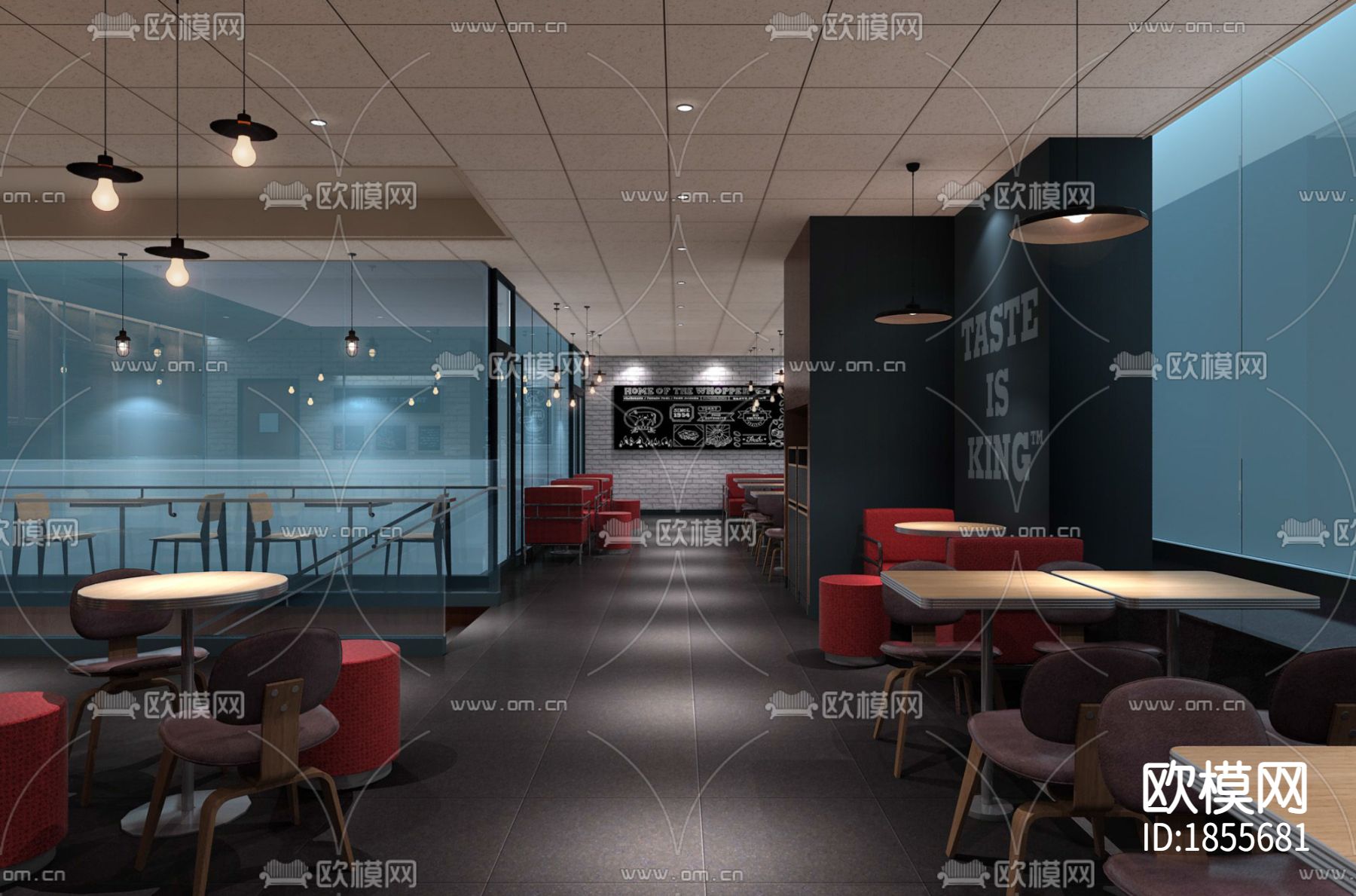 汉堡王效果图+施工图+预算+结算下载（渲染图4）