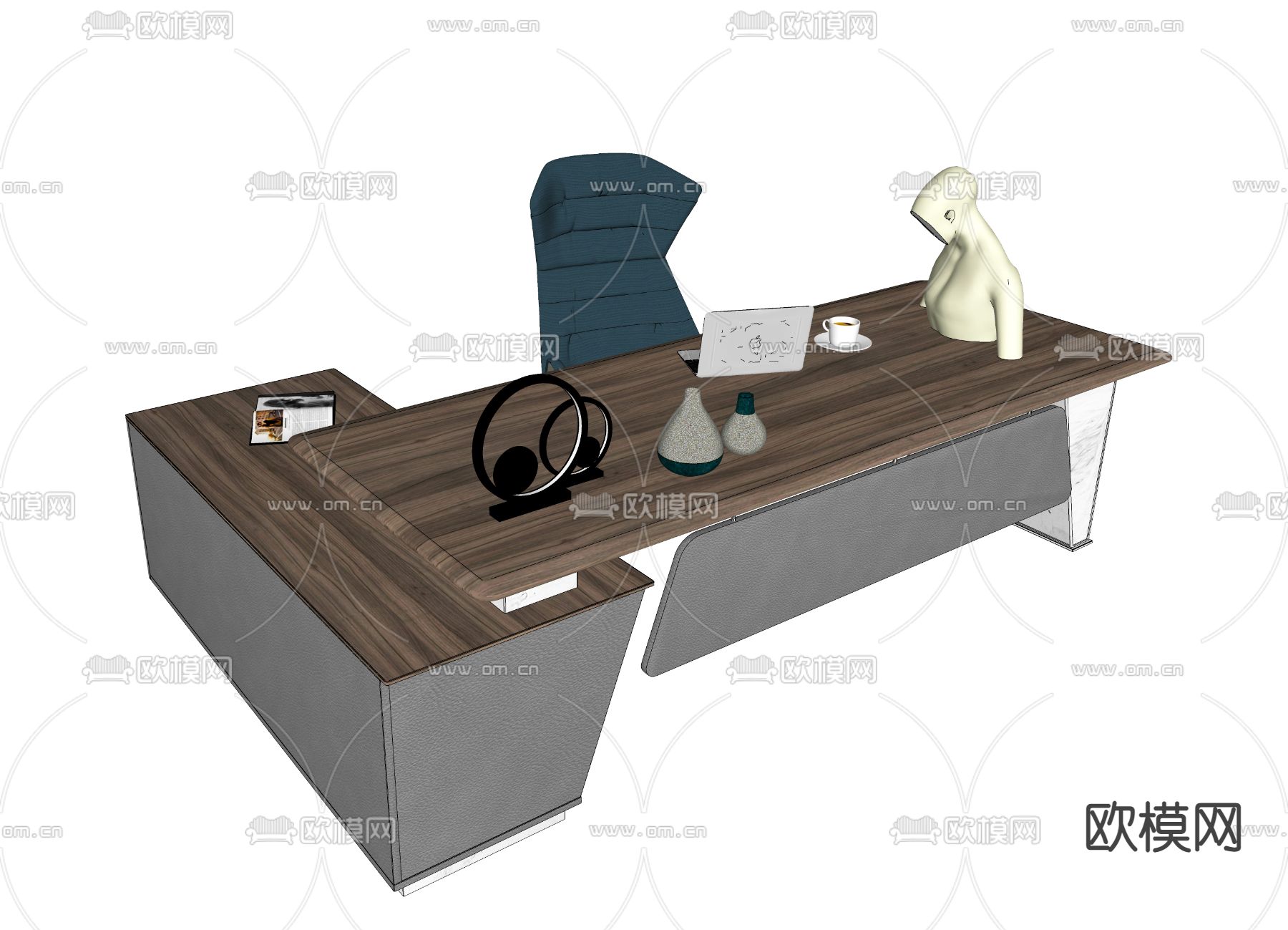 现代办公桌su模型下载（渲染图4）