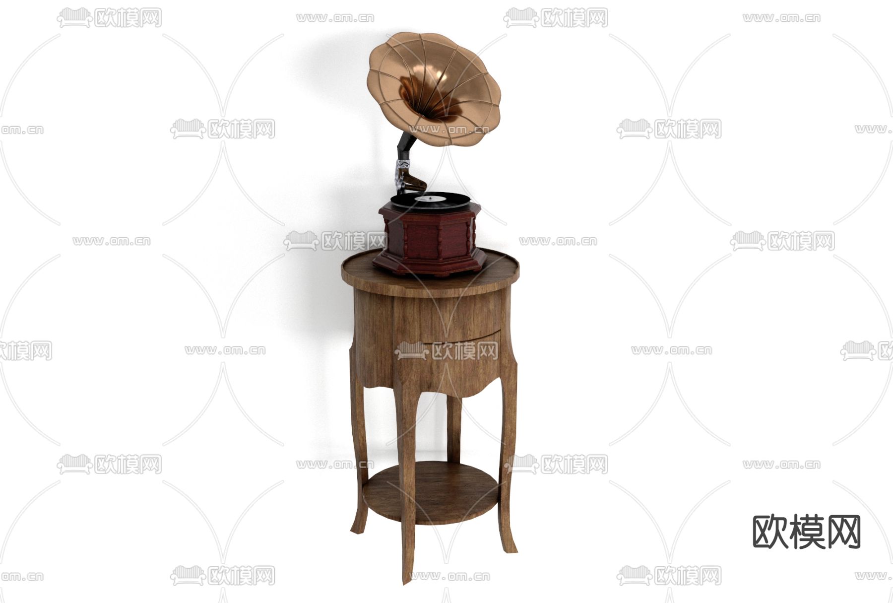 美式边几留声机免费3d模型下载