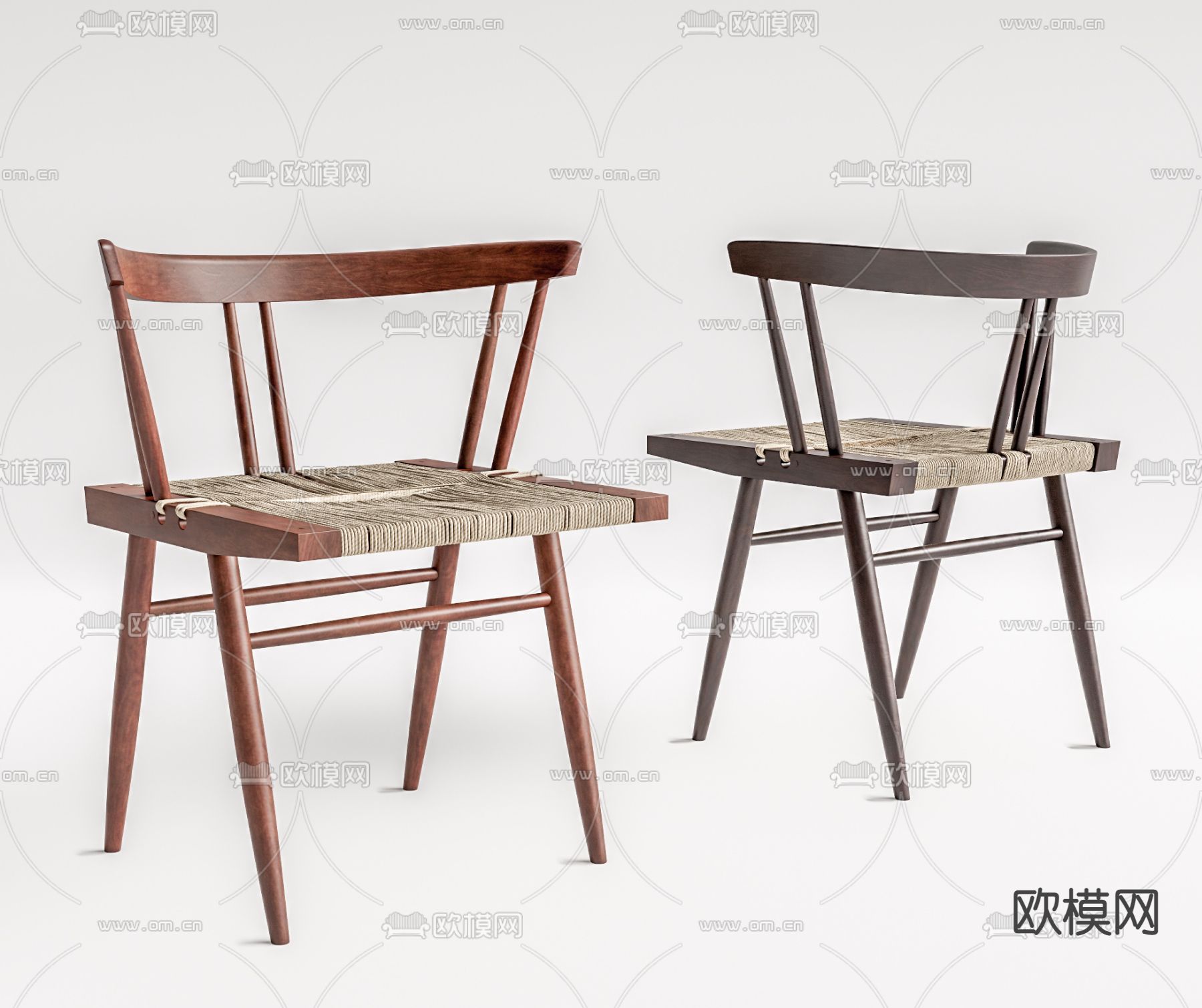 侘寂风单椅餐椅su模型