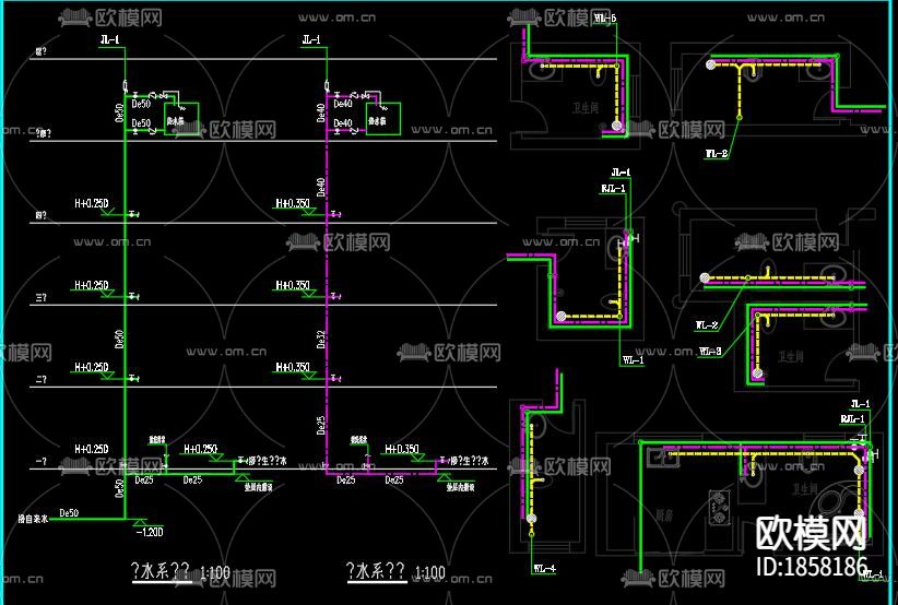中式别墅cad施工图下载（渲染图2）