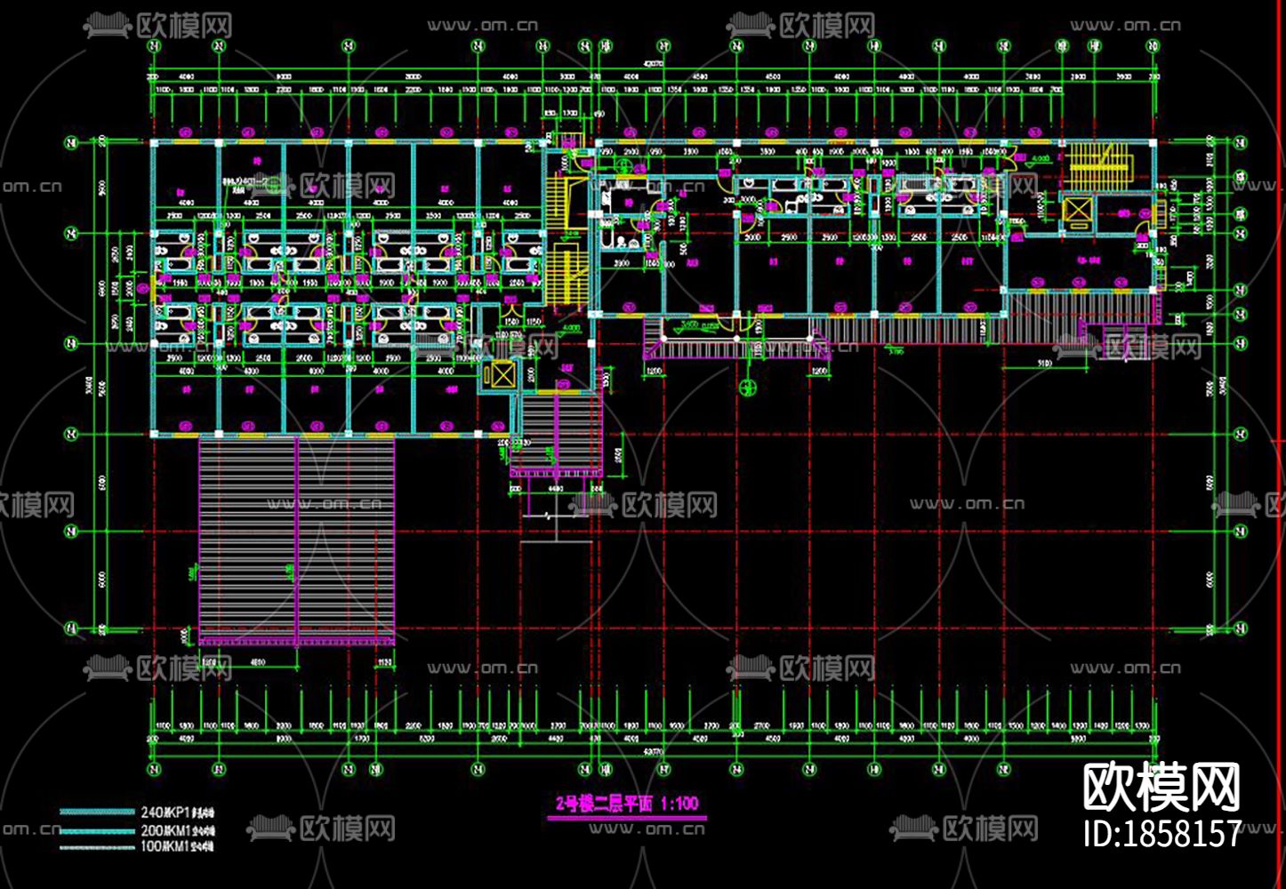 古建筑cad立面图下载（渲染图2）