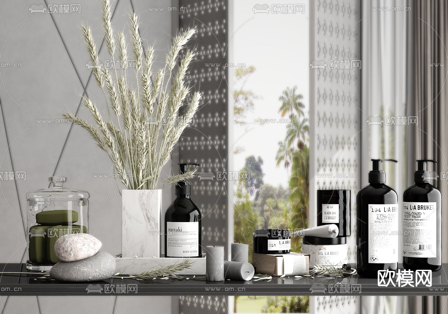 现代卫浴洗浴用品su模型下载