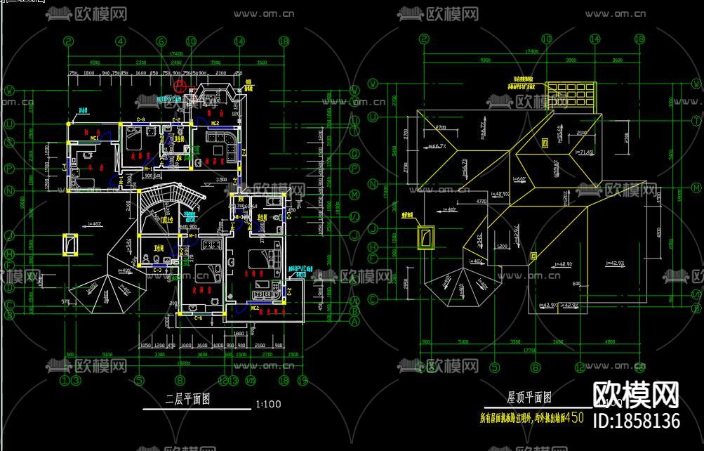 别墅cad施工图下载（渲染图2）