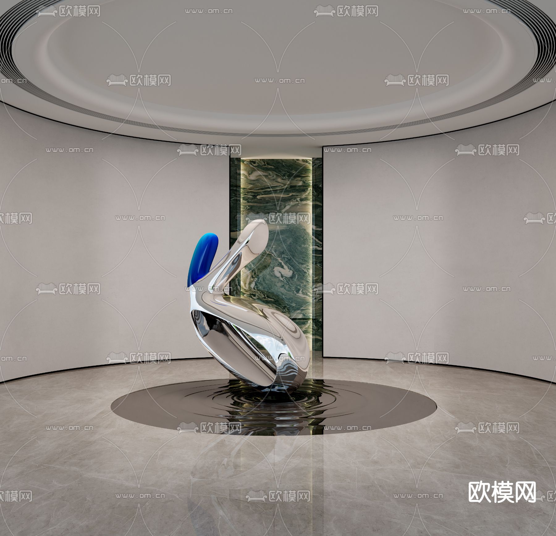 现代抽象鲸鱼雕塑3d模型下载