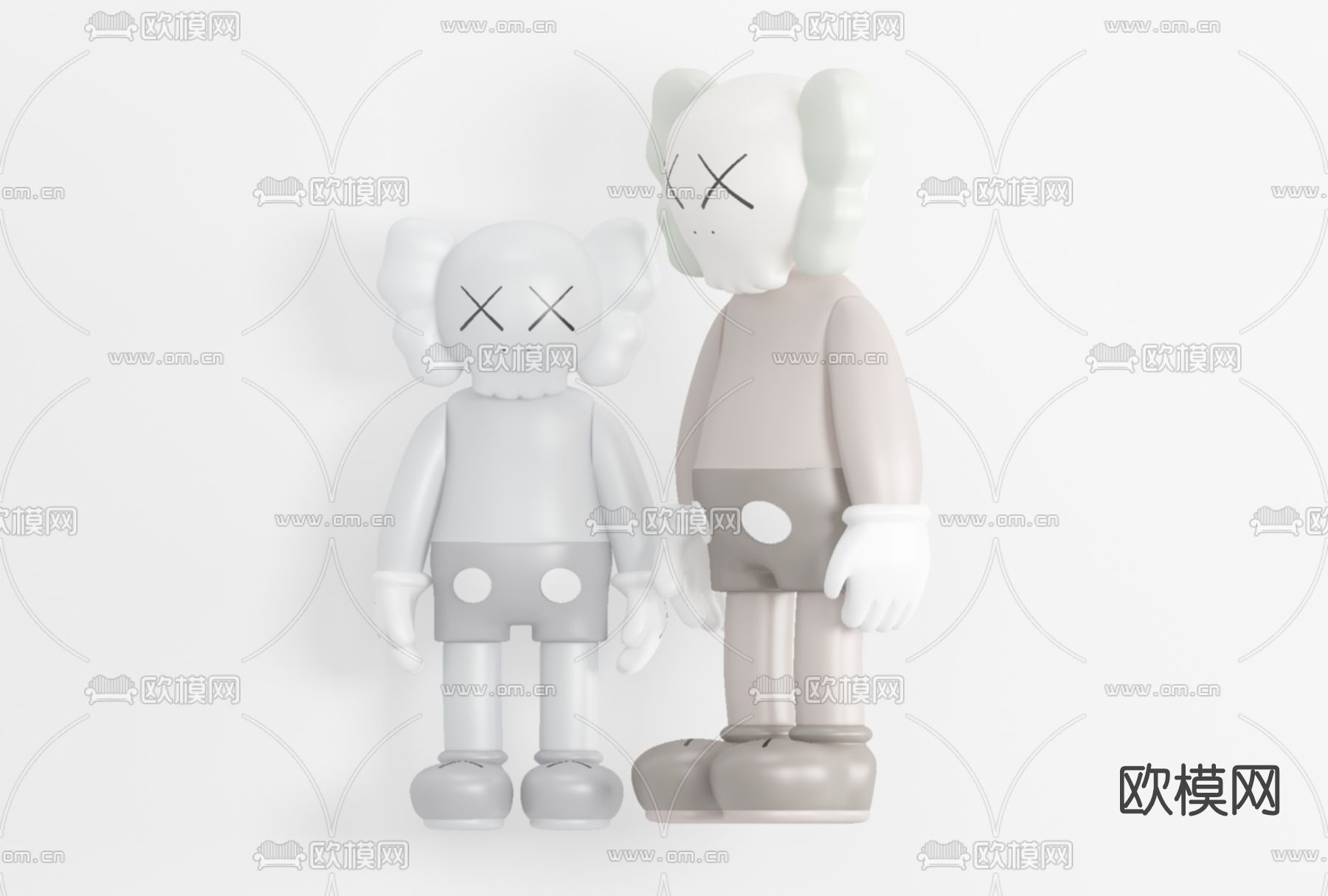 现代KAWS公仔雕塑免费3d模型下载