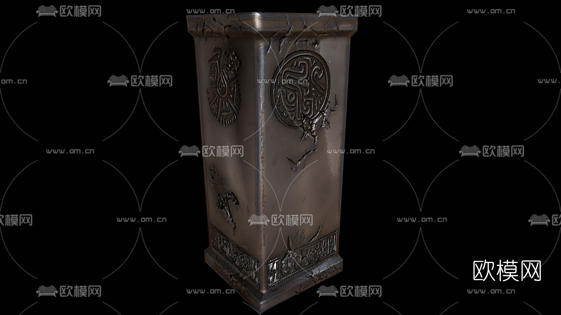 新中式柱子免费3d模型下载