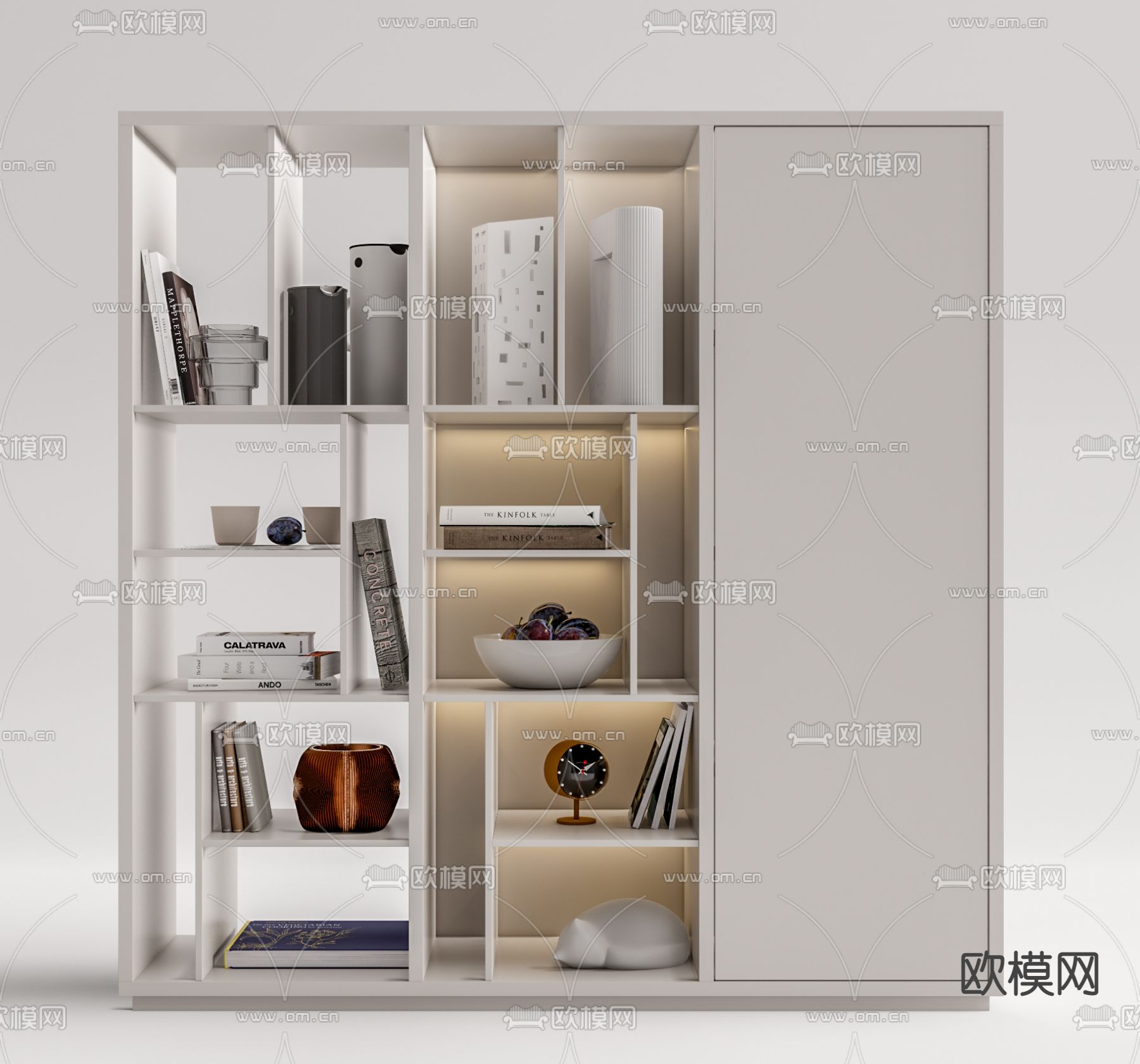 现代书柜装饰柜su模型下载（渲染图1）