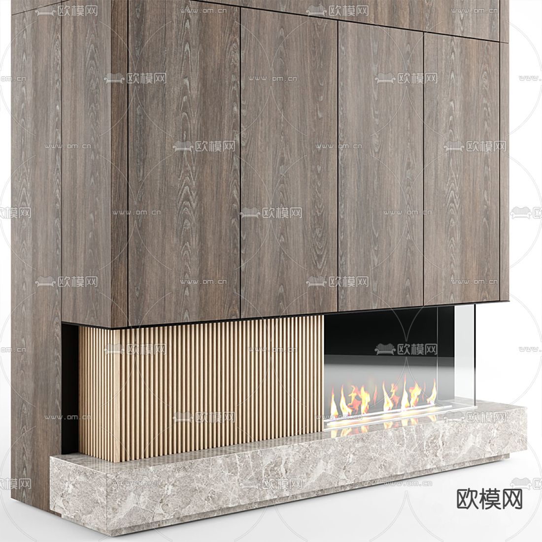 现代一体式壁炉3d模型下载（渲染图3）