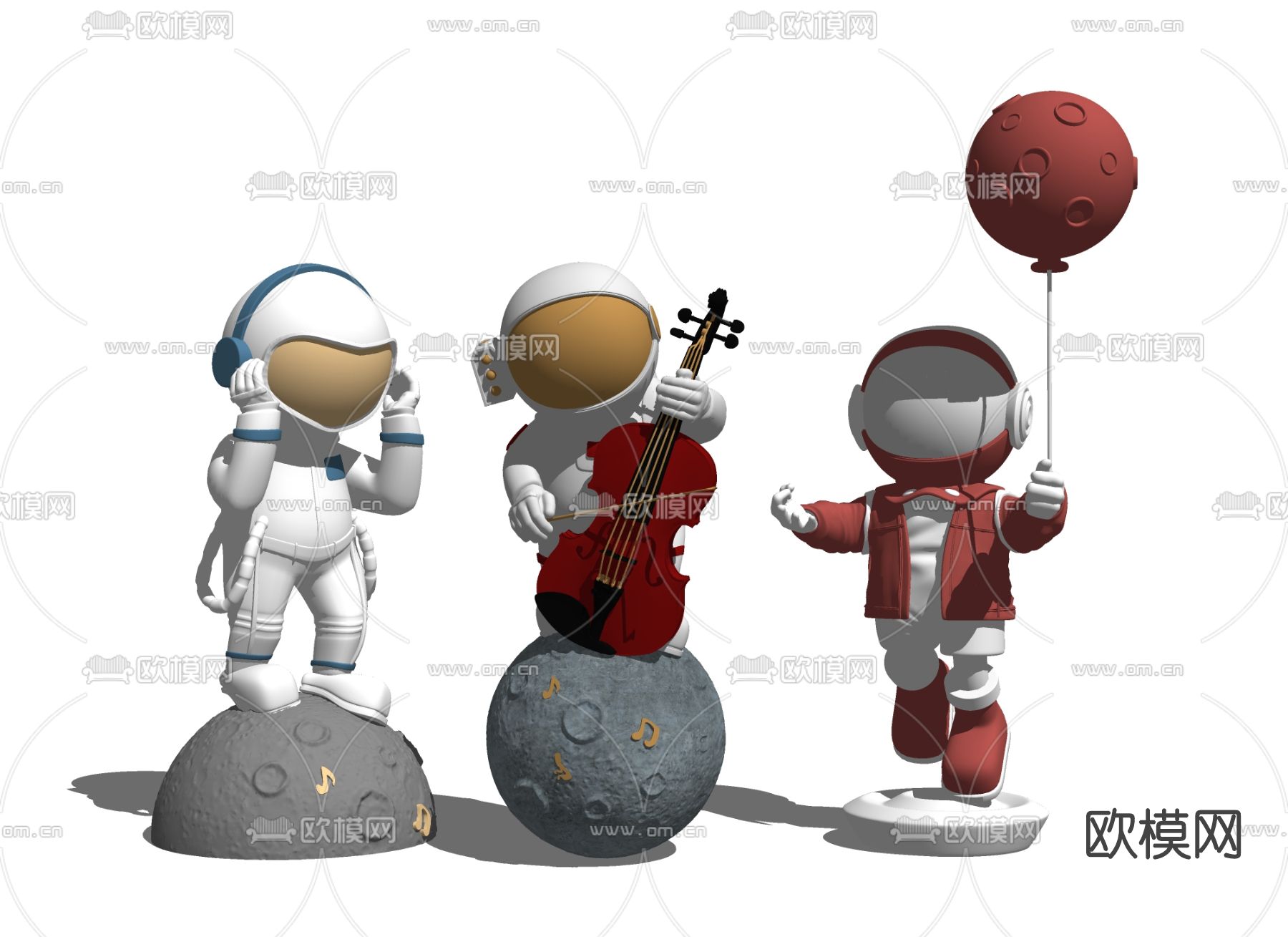 现代宇航员公仔摆件su模型下载（渲染图2）