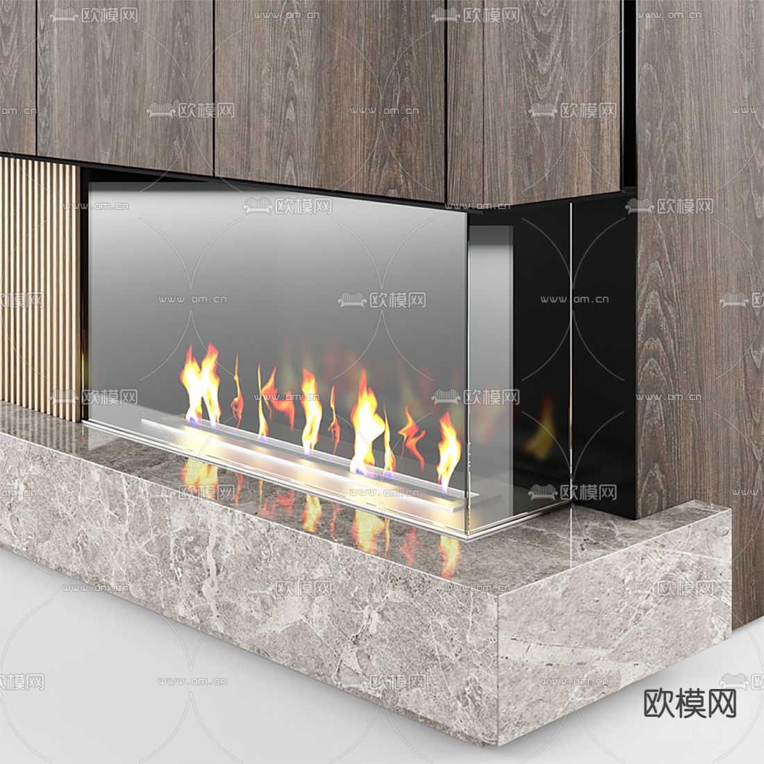 现代一体式壁炉3d模型下载（渲染图4）