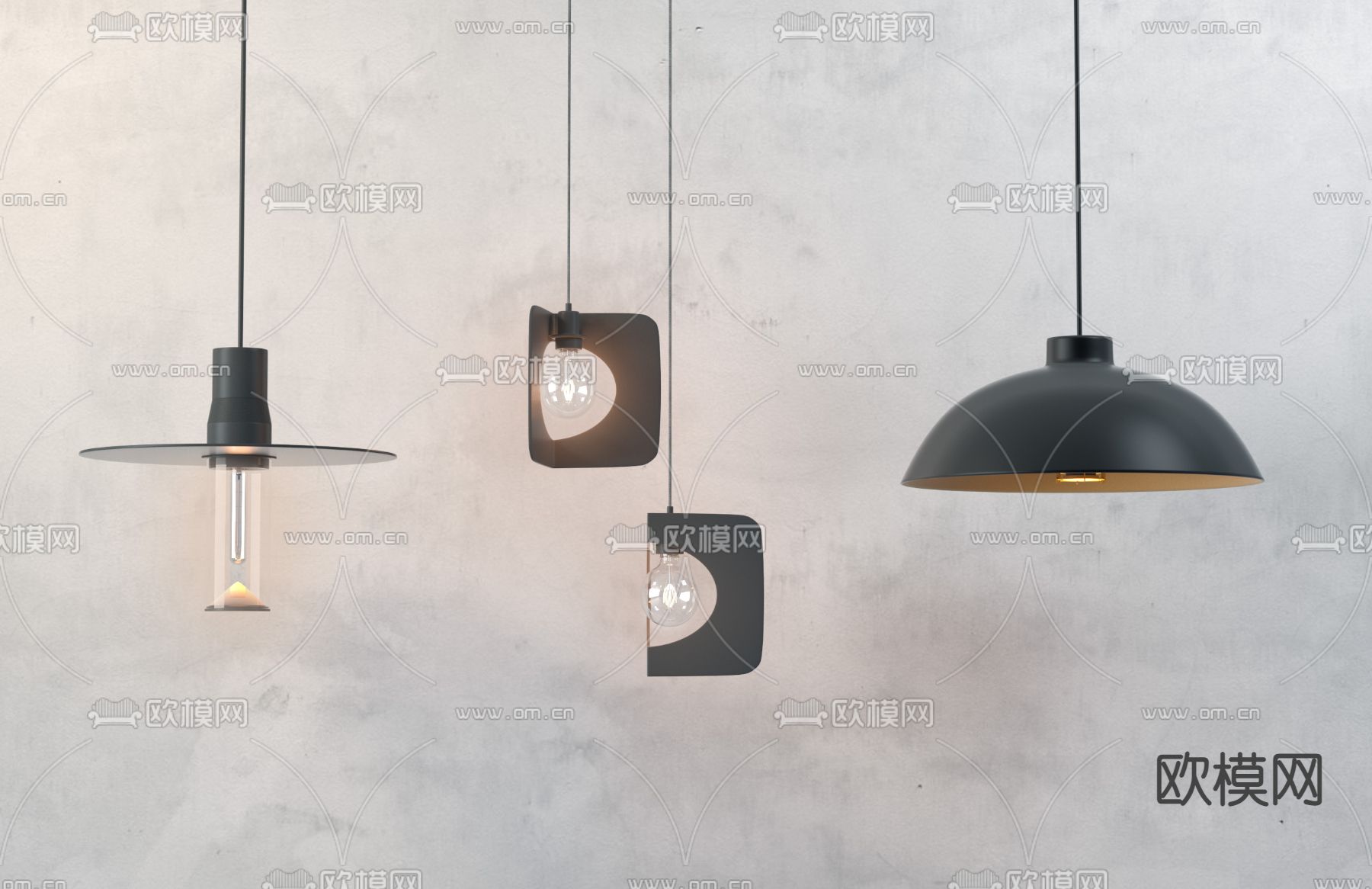 工业风金属吊灯3d模型下载（渲染图1）
