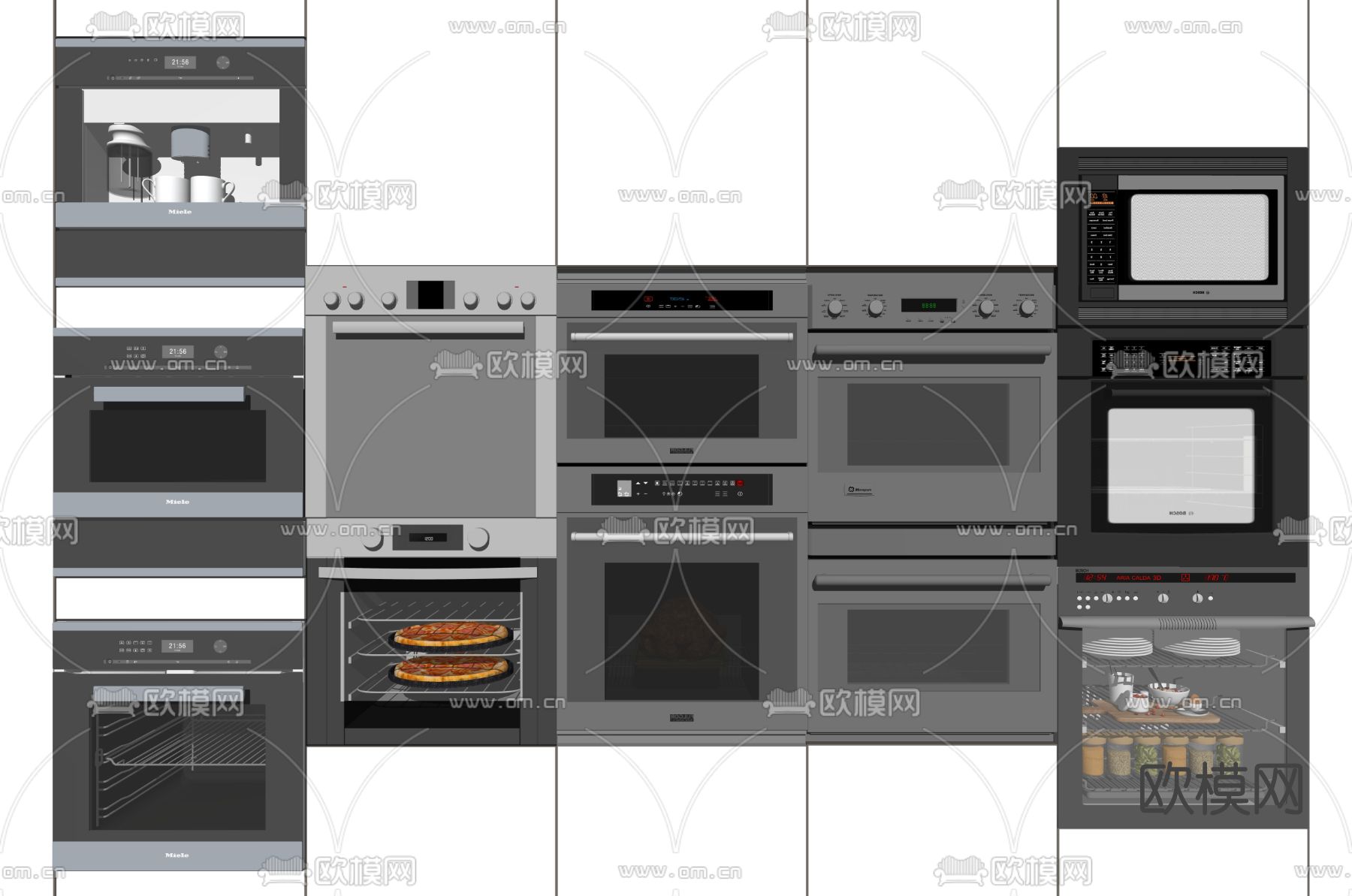 现代烤箱微波炉su模型下载（渲染图2）