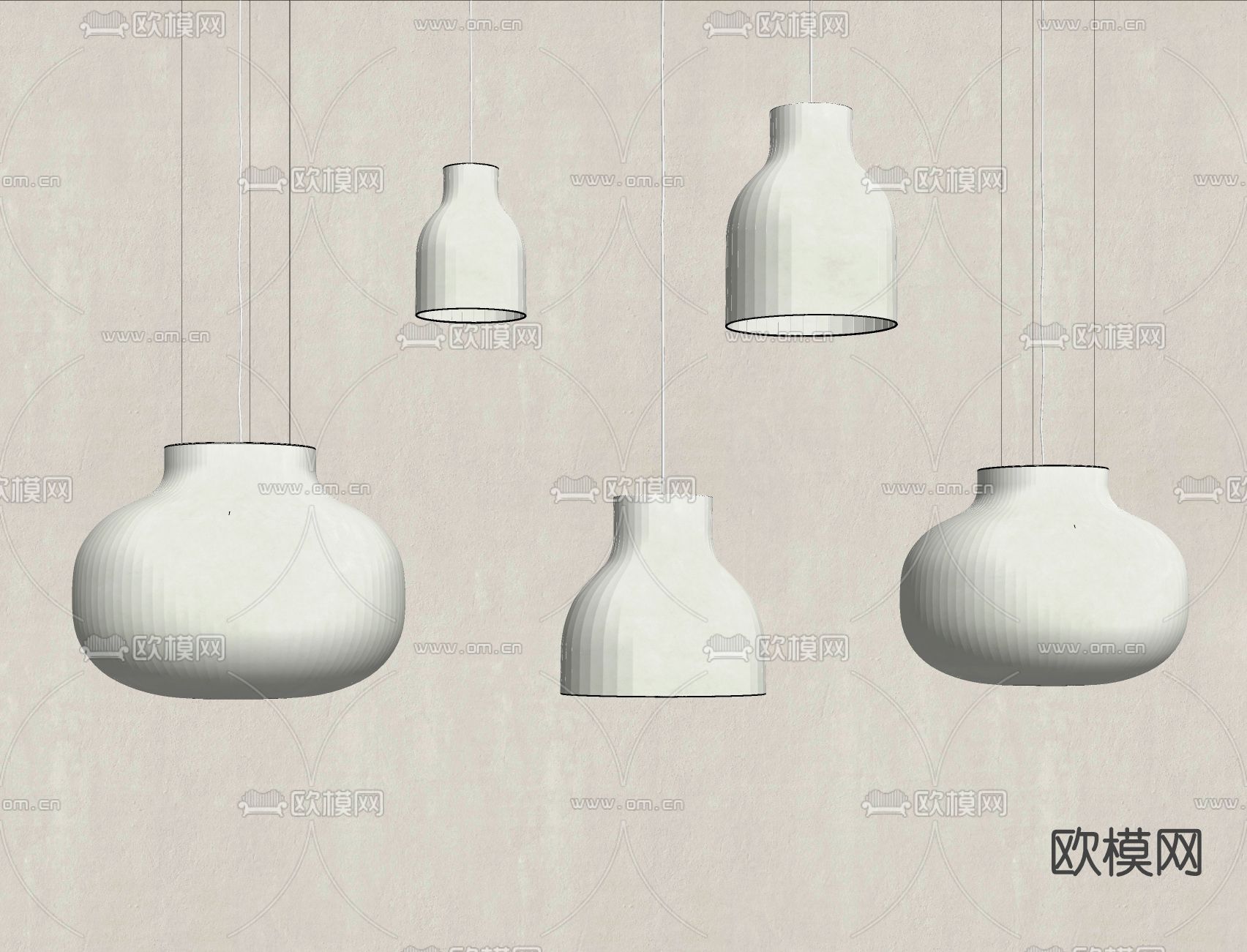 侘寂风吊灯su模型下载（渲染图2）