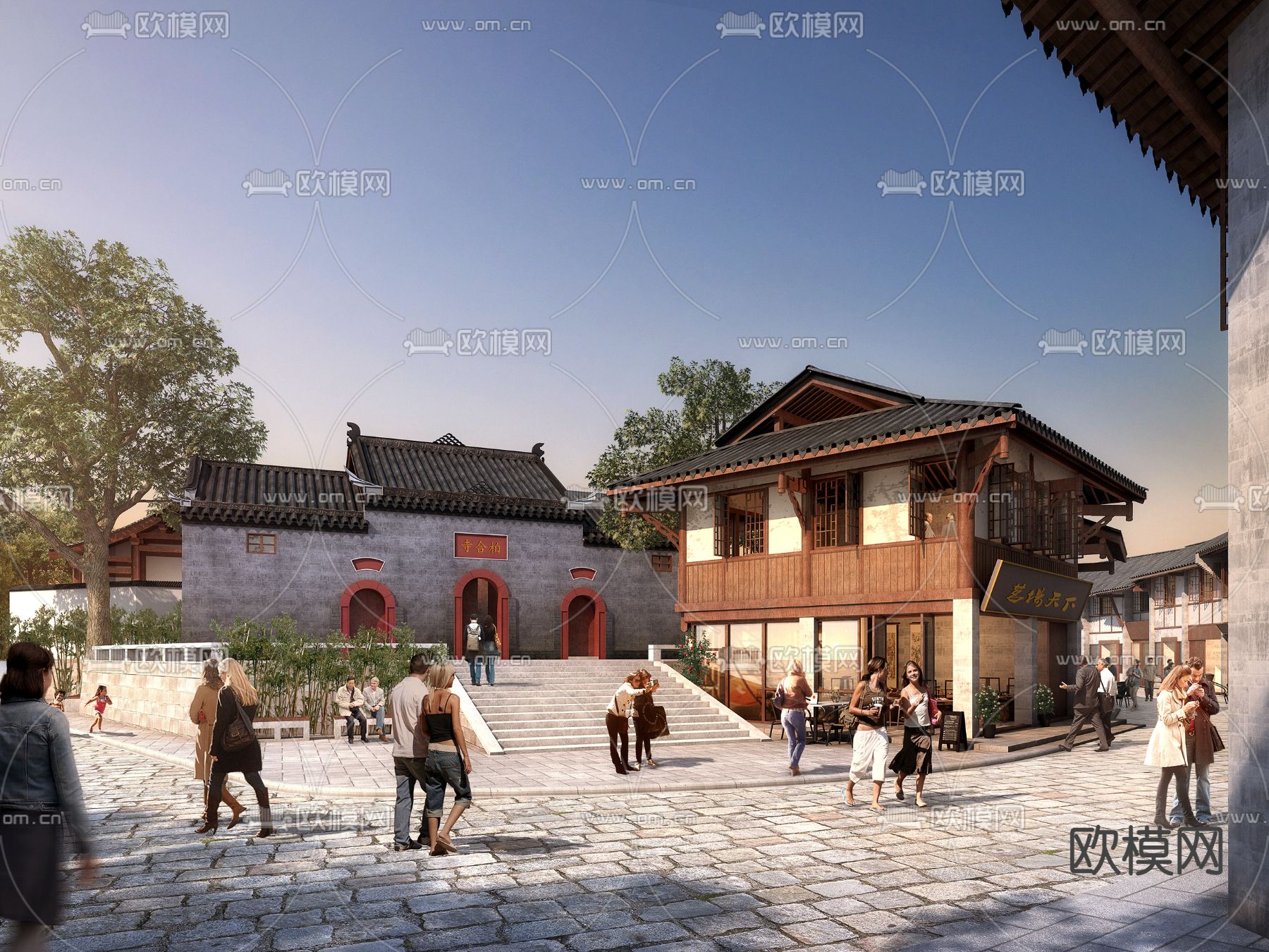 中式古建寺庙外观3d模型
