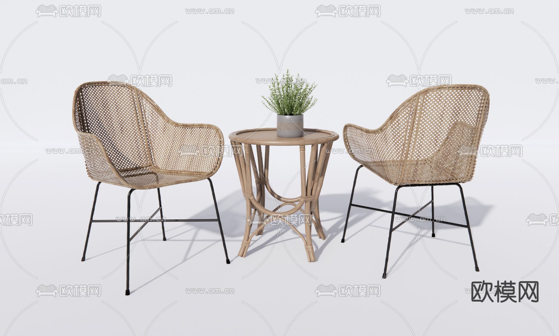 现代休闲椅su模型下载（渲染图1）