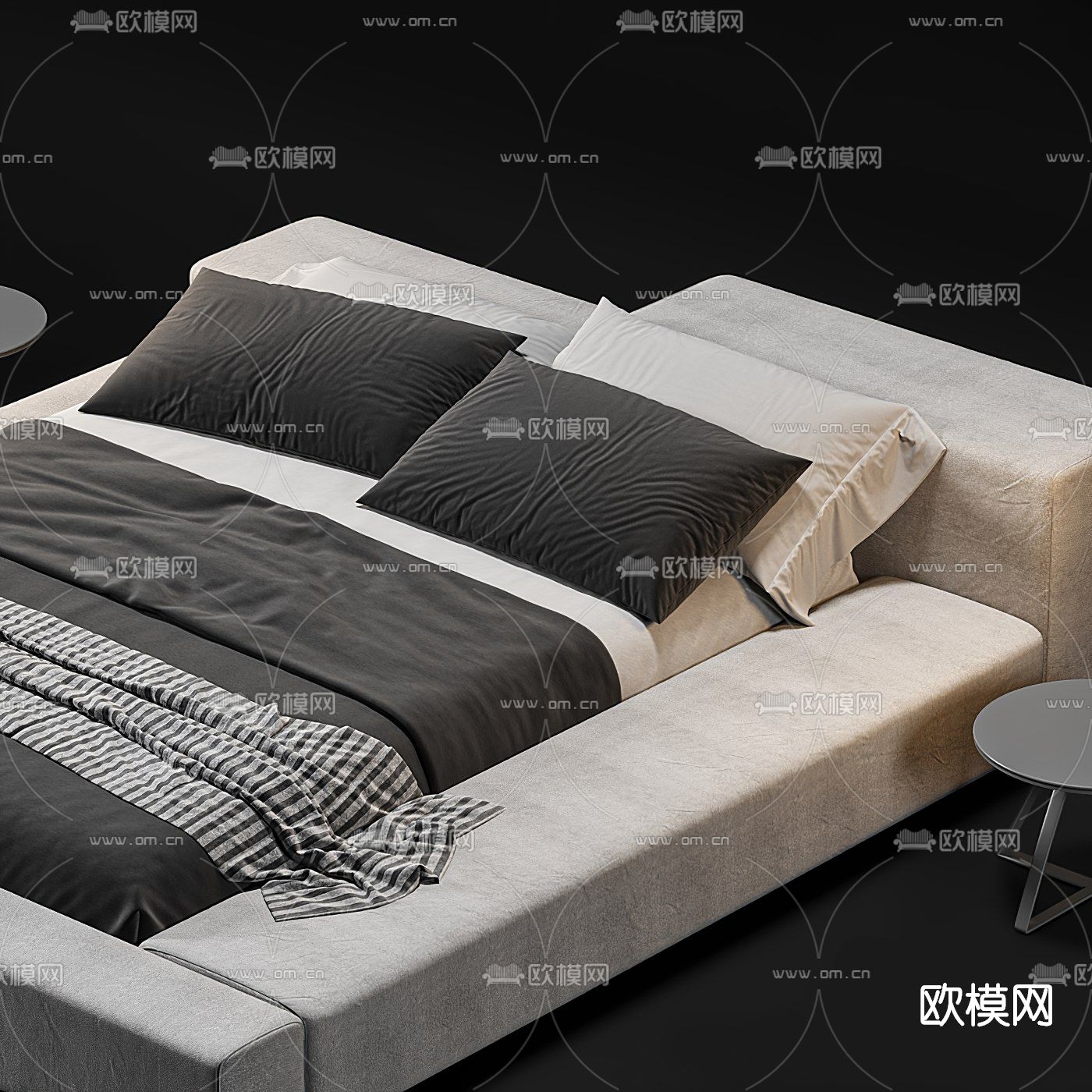 现代布艺双人床3d模型