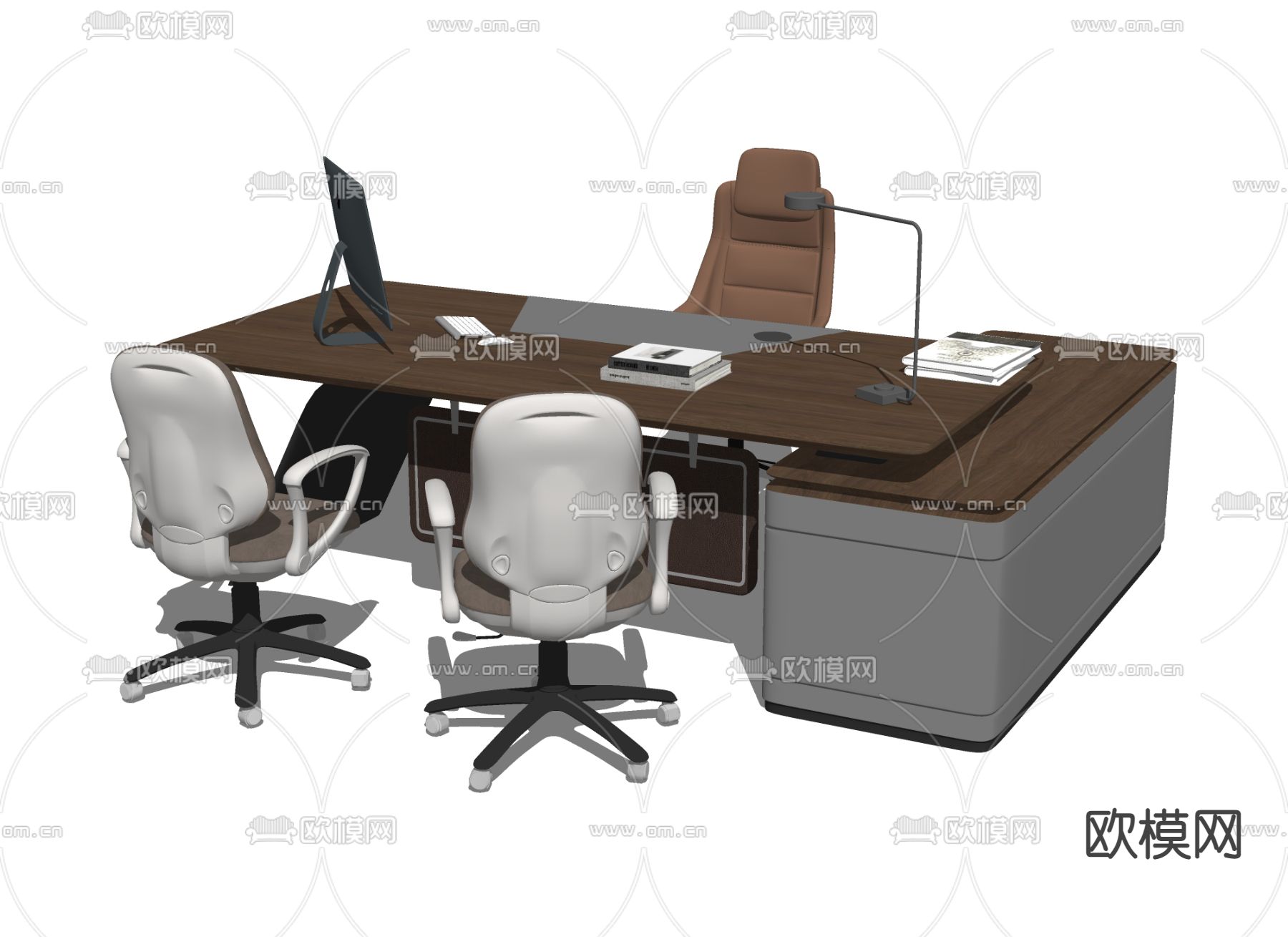 现代办公桌椅su模型下载（渲染图2）