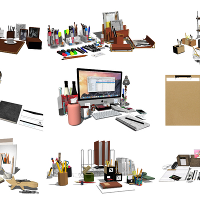  现代办公用品su模型 