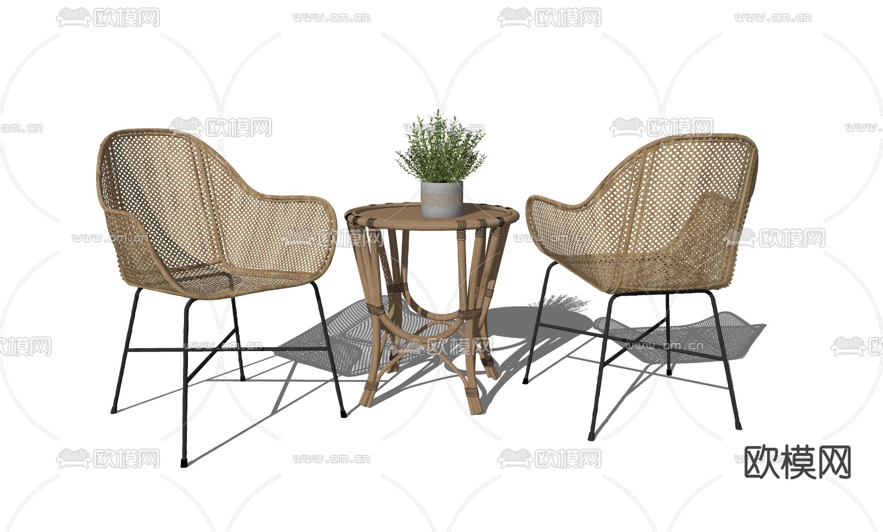 现代休闲椅su模型下载（渲染图2）