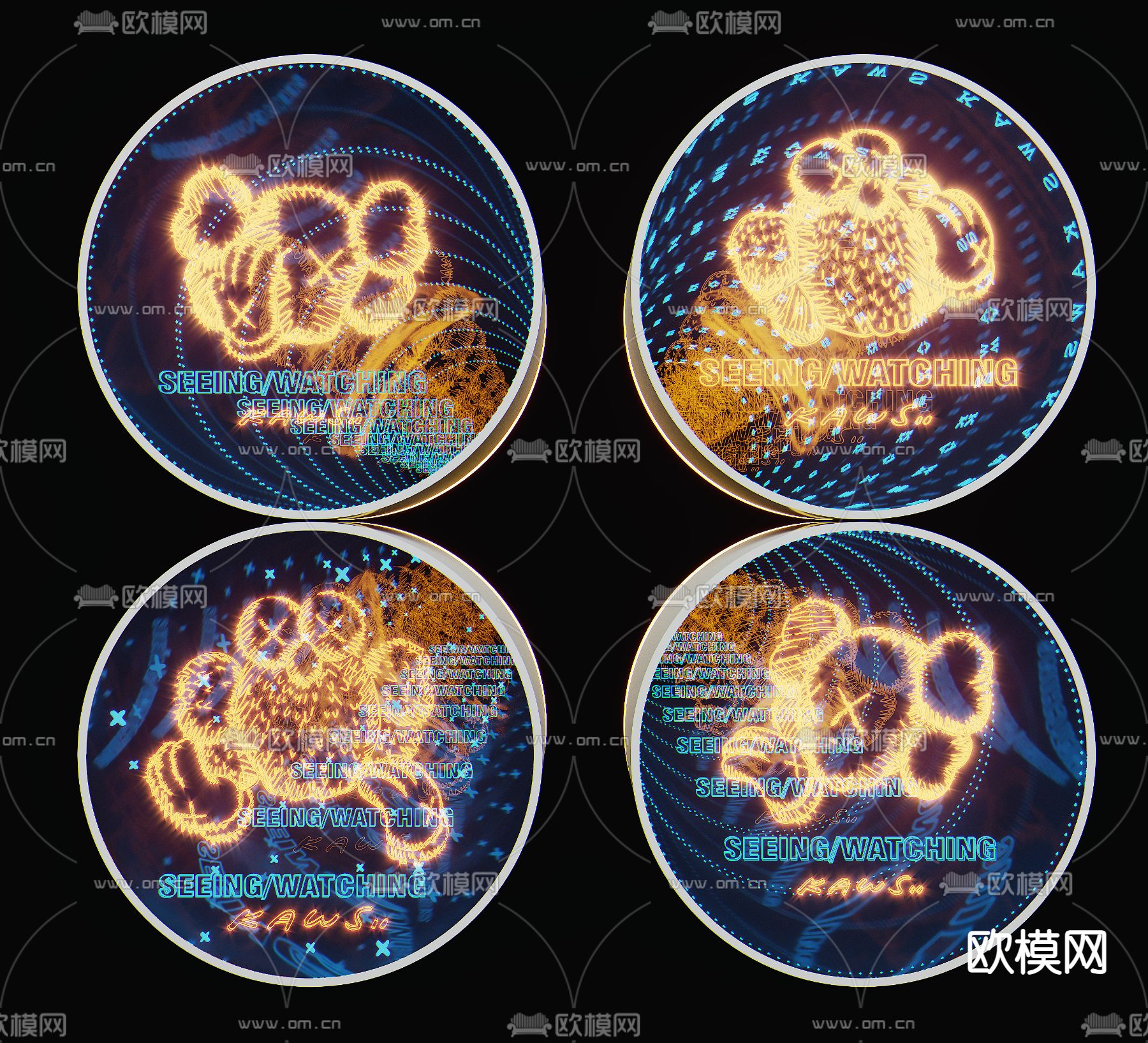 现代kaws深渊镜su模型下载（渲染图1）