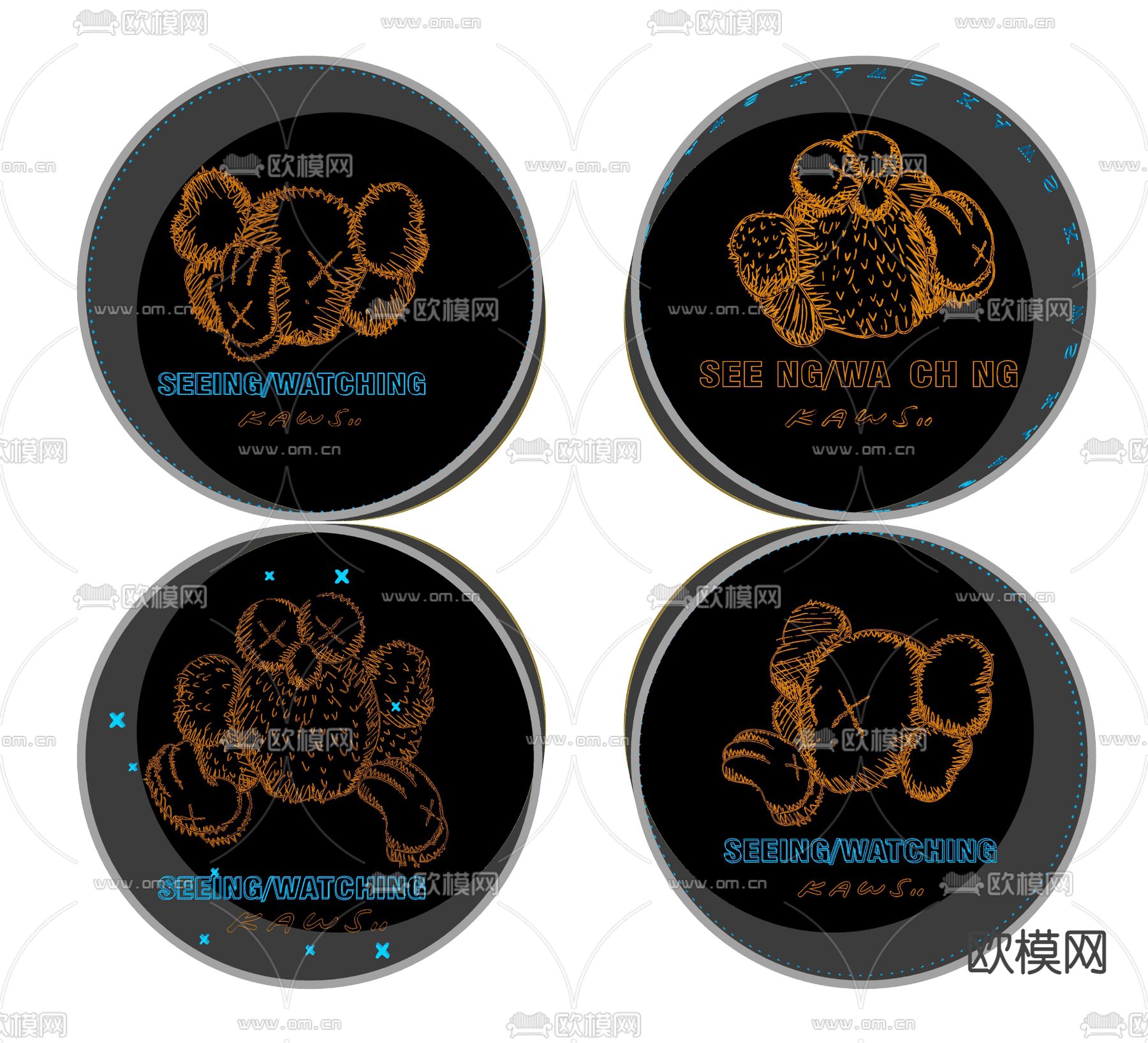 现代kaws深渊镜su模型下载（渲染图2）