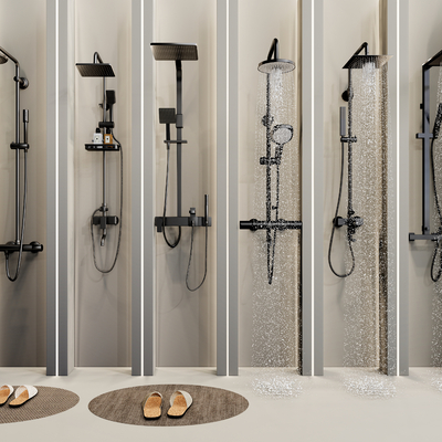  现代花洒淋浴喷头su模型 