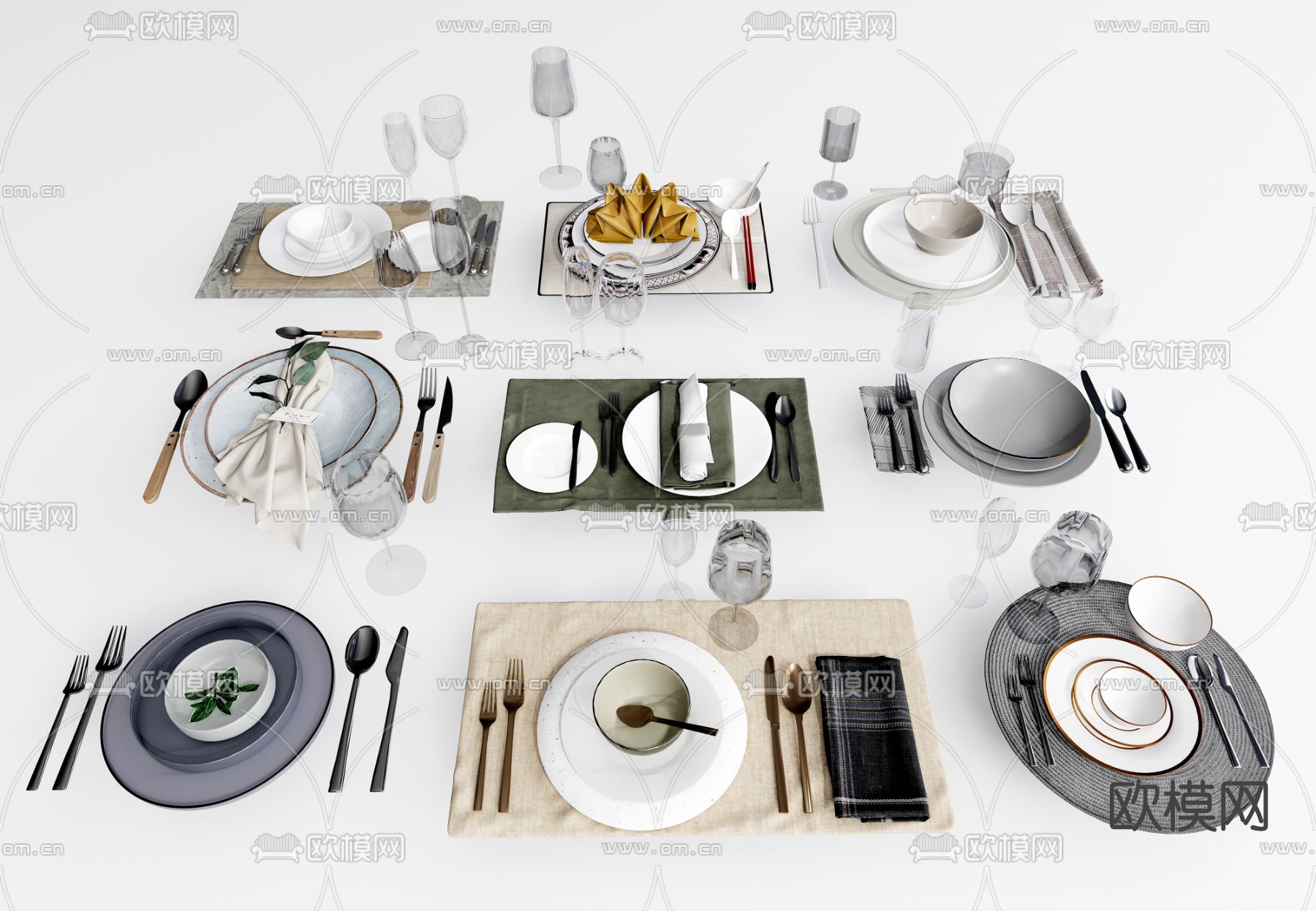 现代餐盘餐具su模型下载（渲染图1）