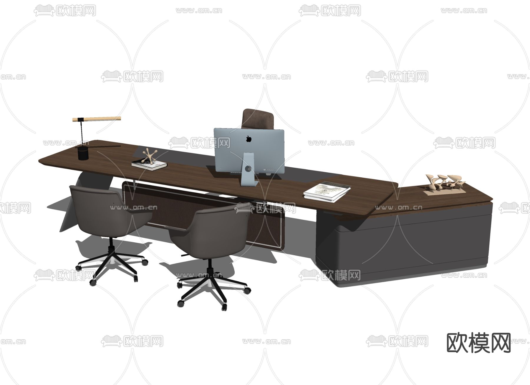 现代办公桌椅su模型下载（渲染图2）
