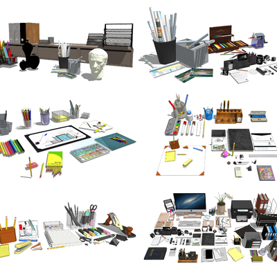  现代办公用品su模型 