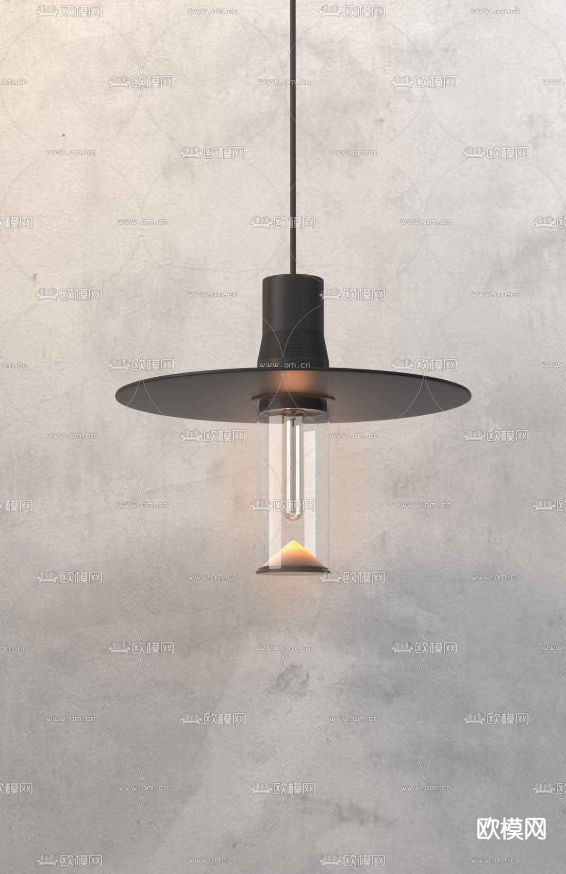 工业风金属吊灯3d模型下载（渲染图2）