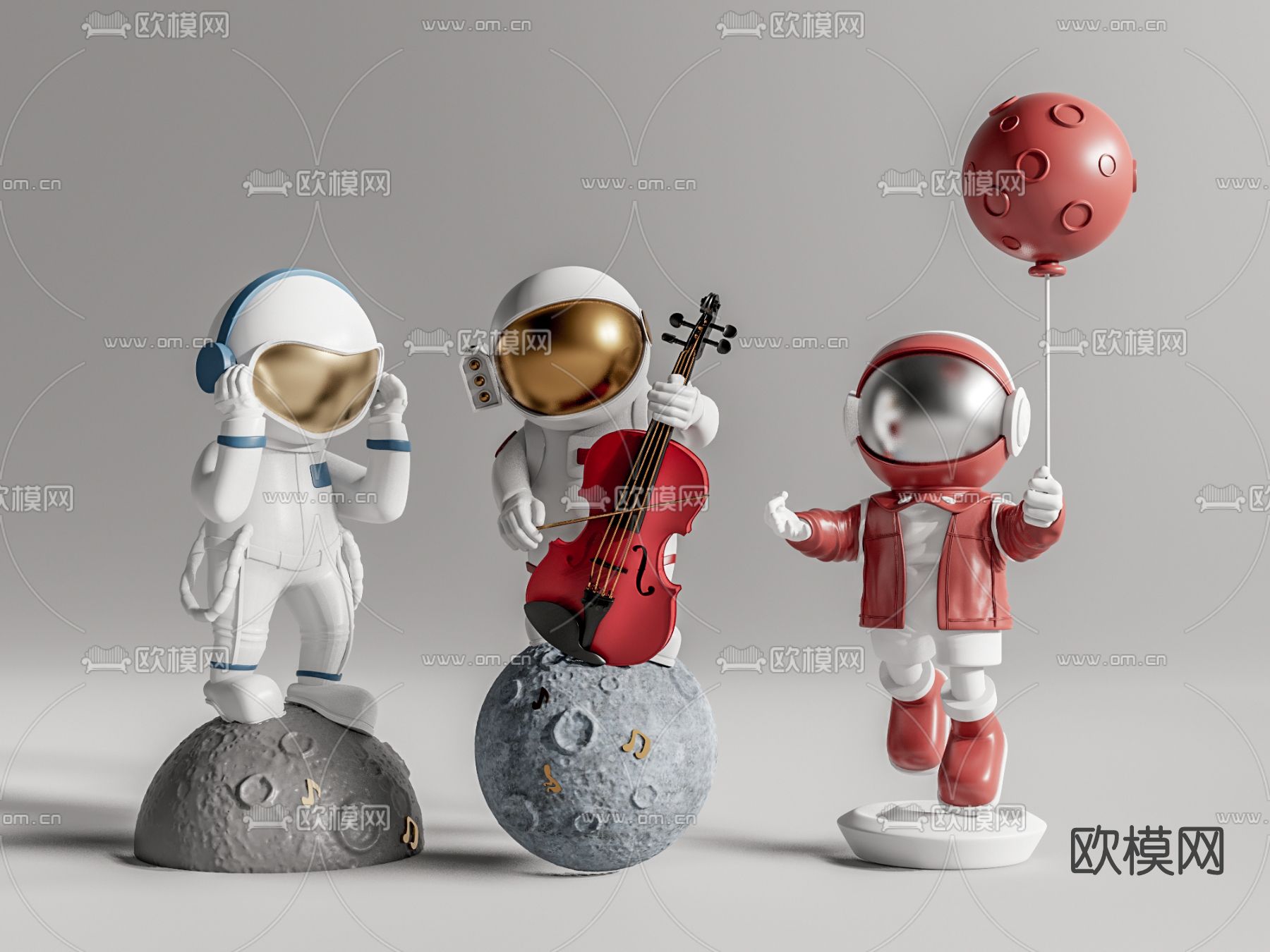 现代宇航员公仔摆件su模型下载（渲染图1）