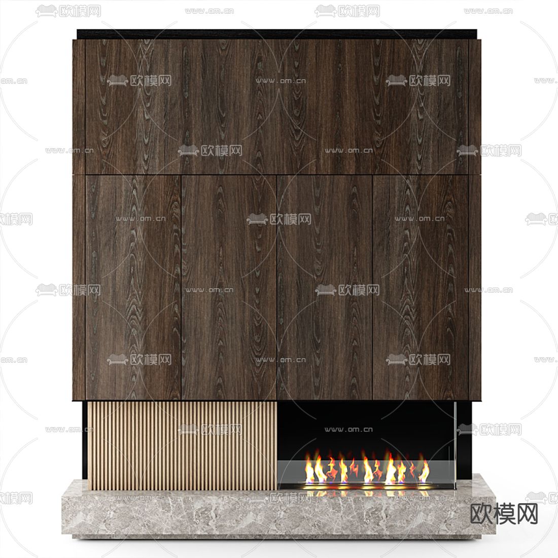 现代一体式壁炉3d模型下载（渲染图2）