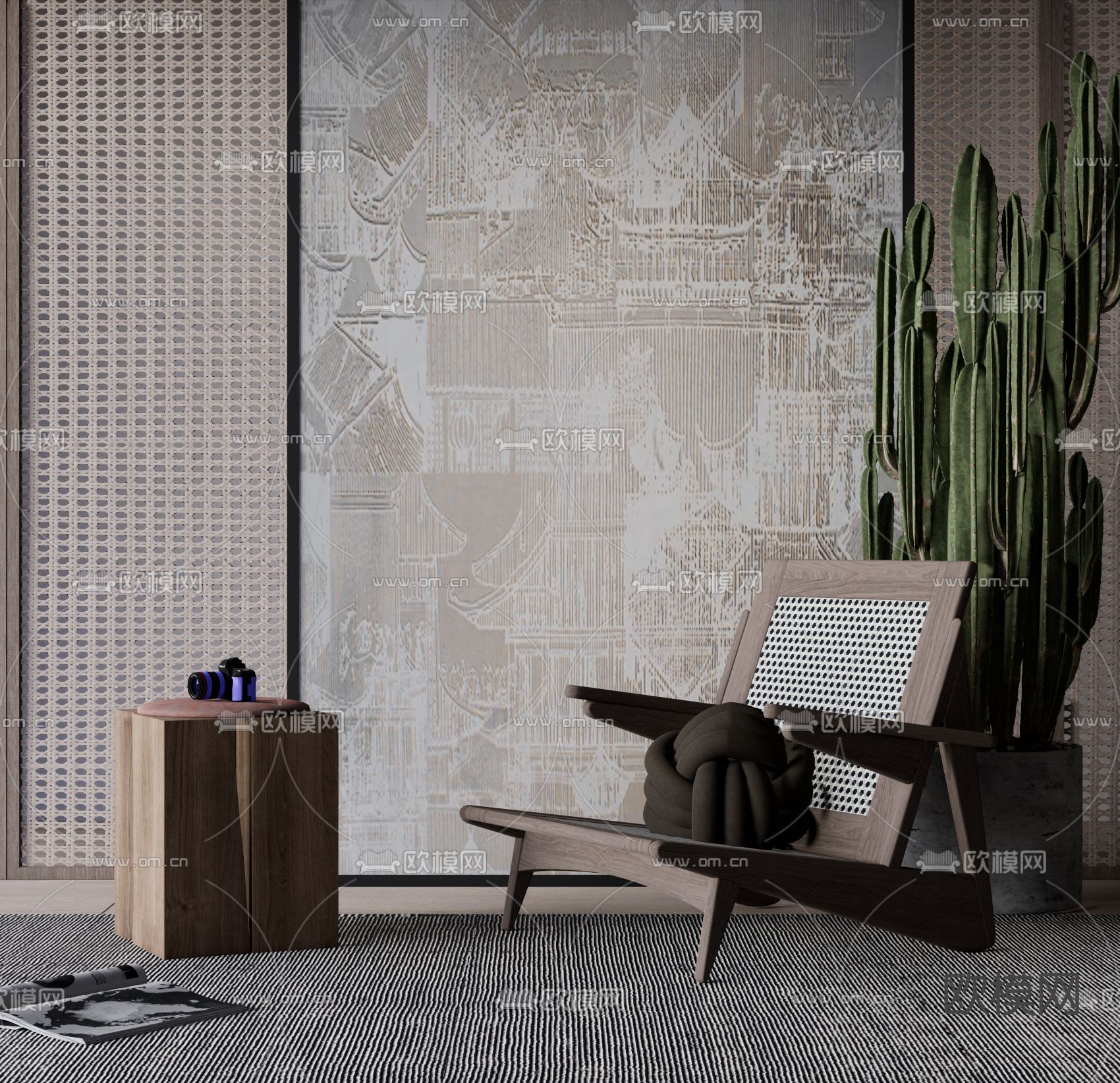 侘寂休闲椅su模型下载（渲染图1）